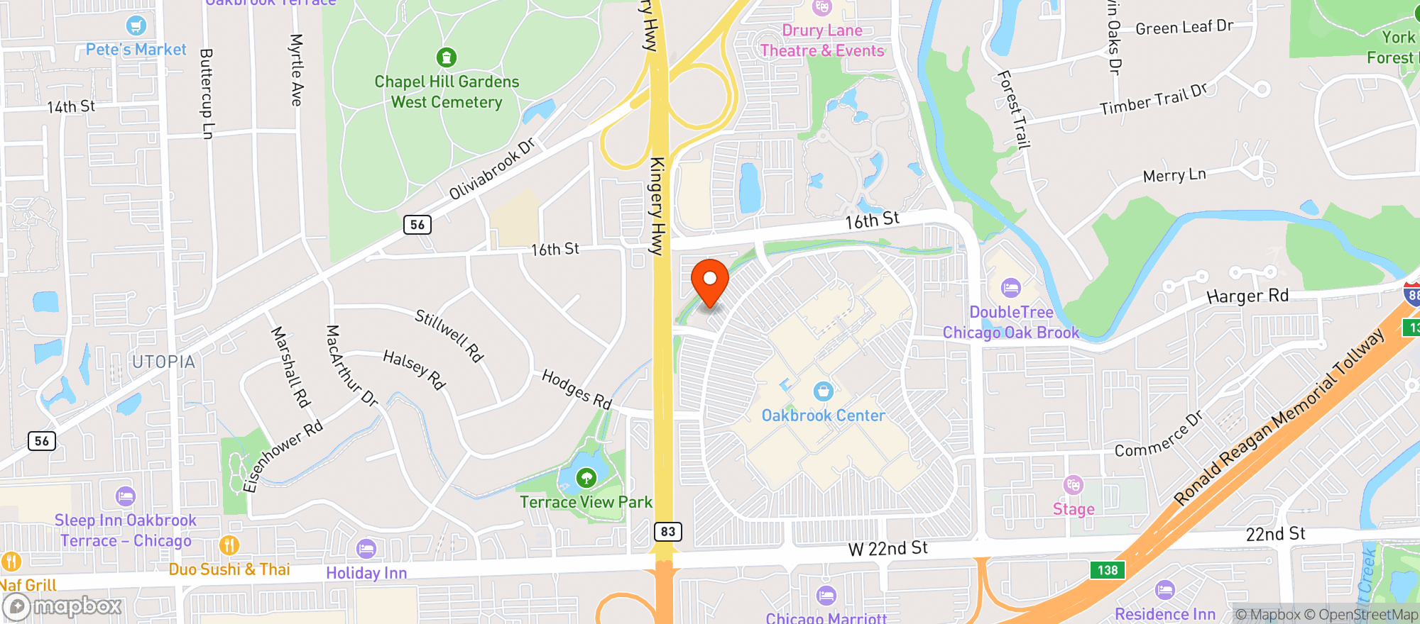 Map showing Pinstripes- Oak Brook