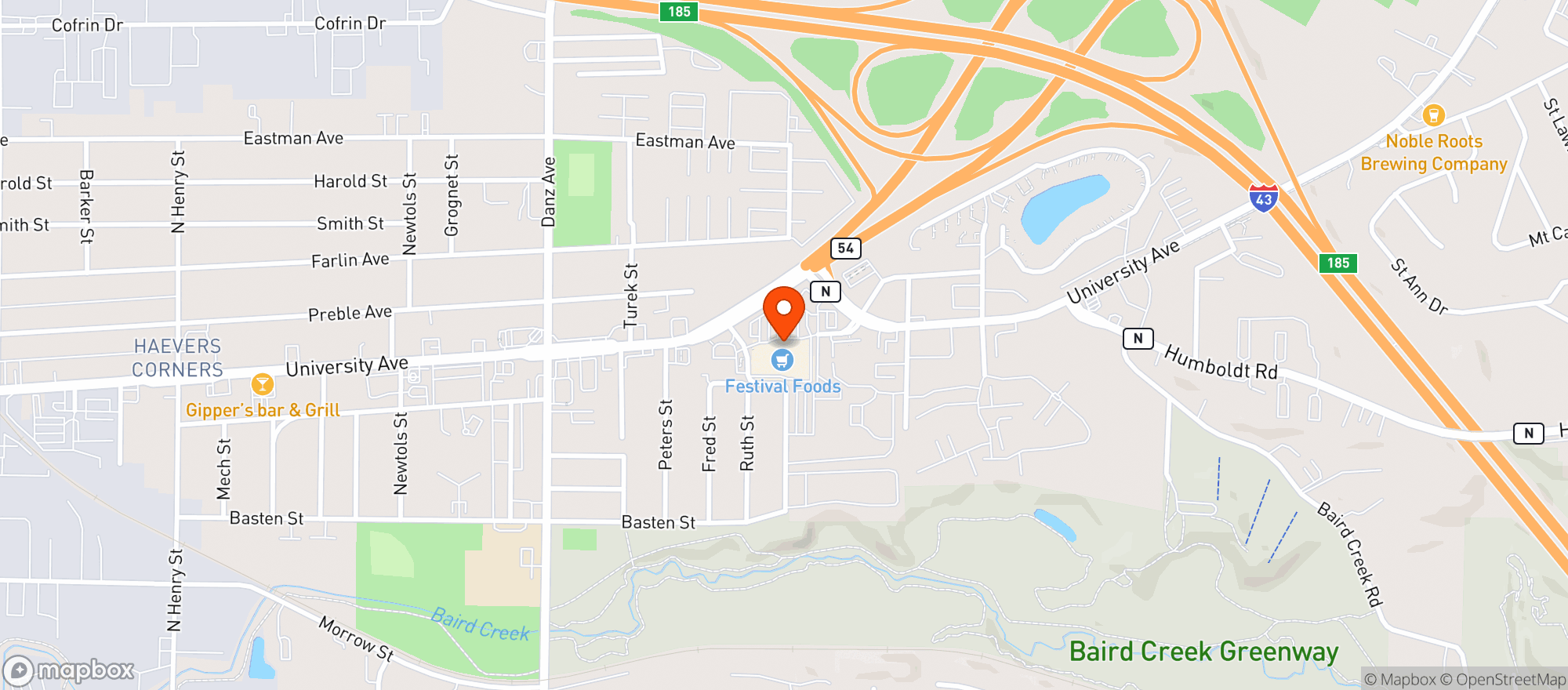 Map showing Festival Foods Green Bay North #276