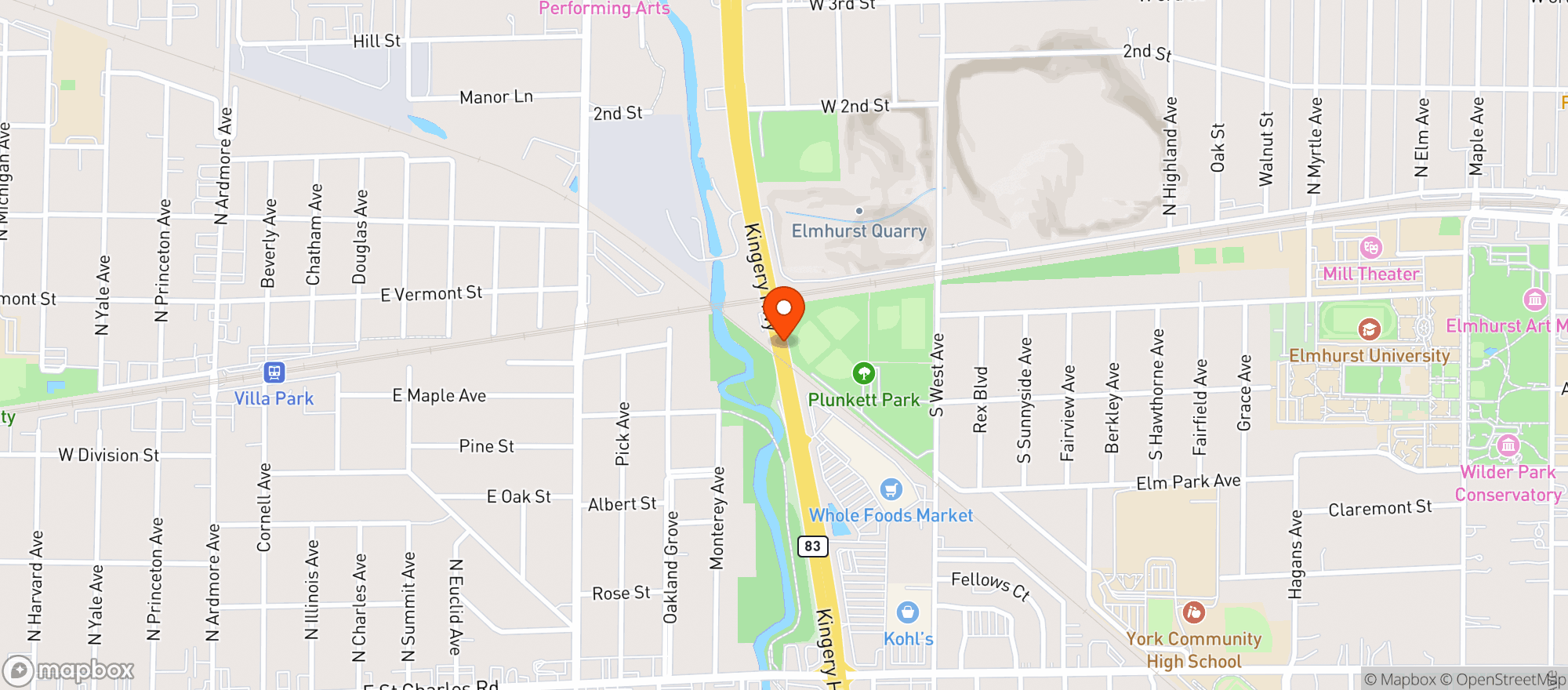 Map showing Whole Foods Market - Elmhurst