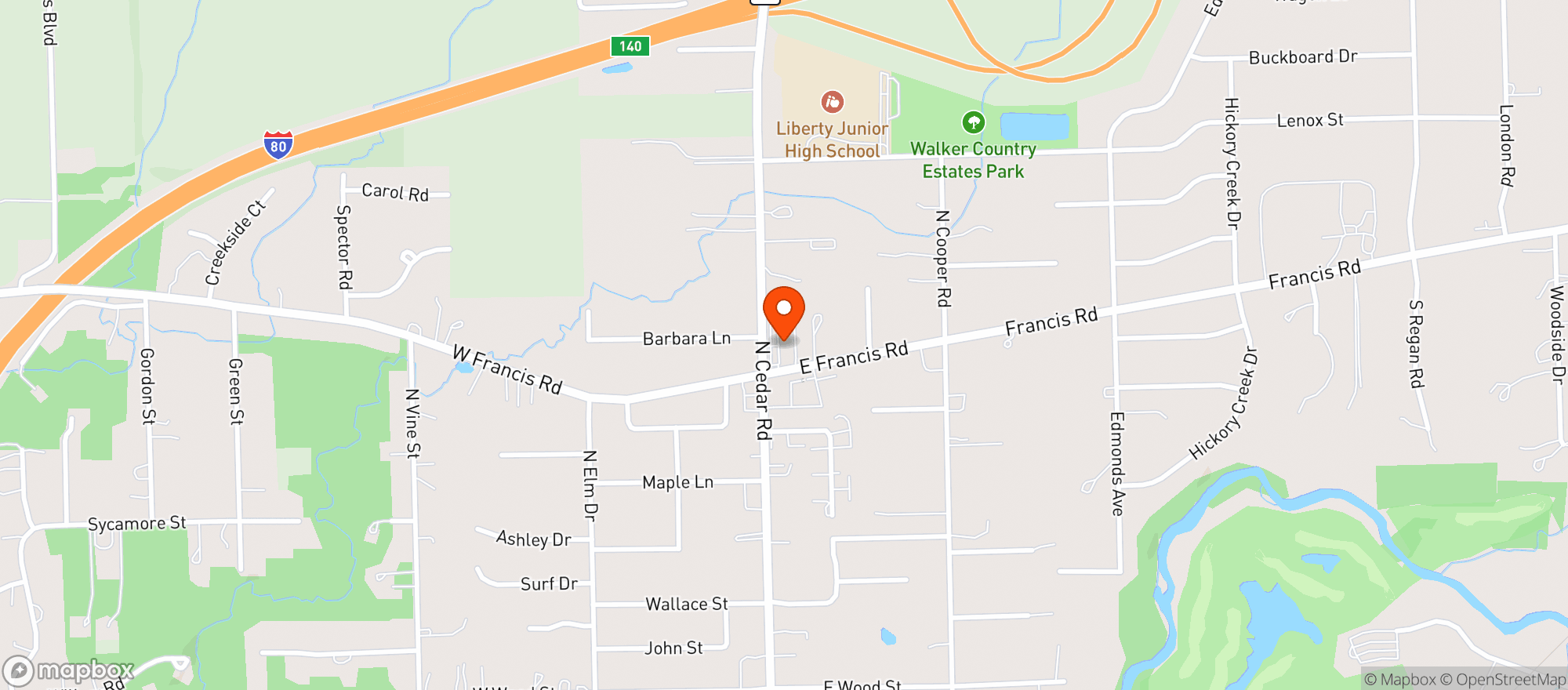 Map showing VILLAGE LIQUOR MART