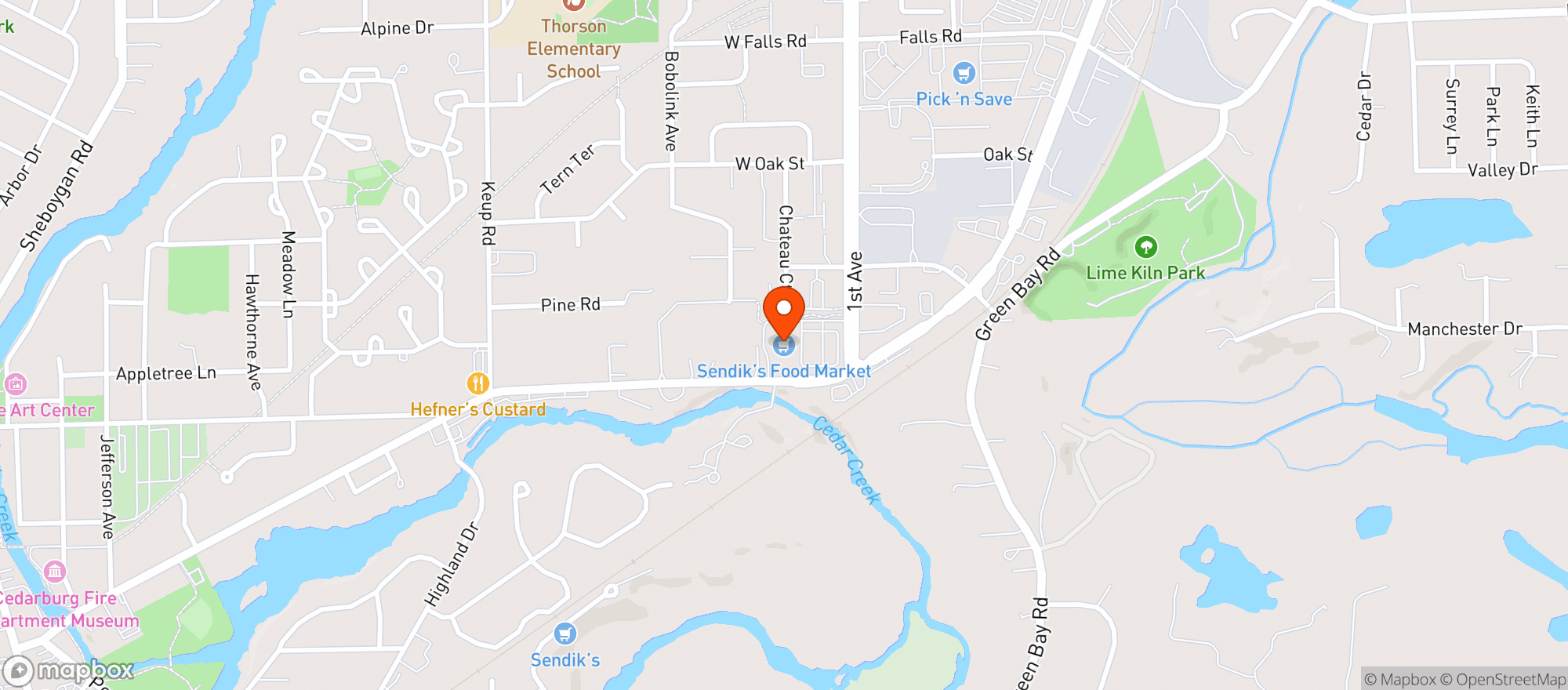 Map showing Sendik's Food Market - Grafton