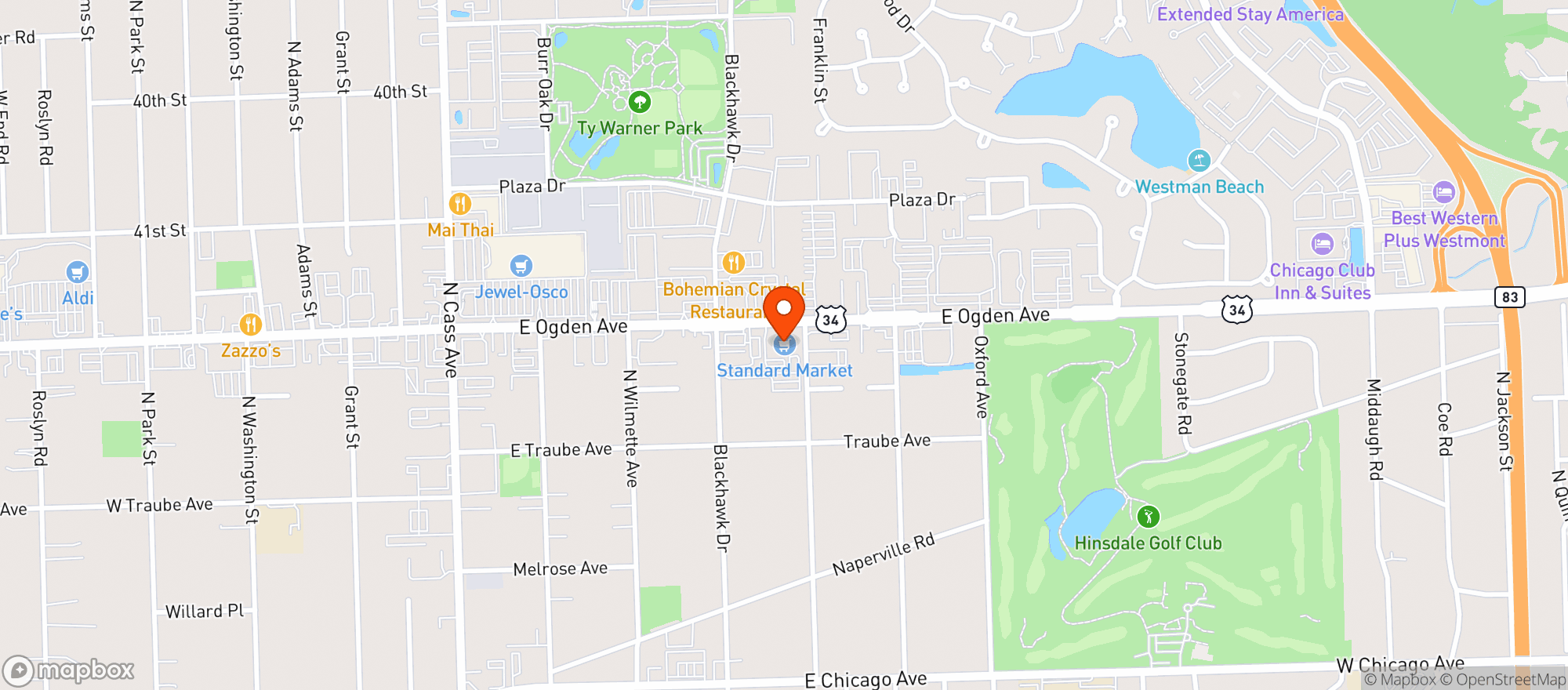 Map showing Standard Market- Westmont