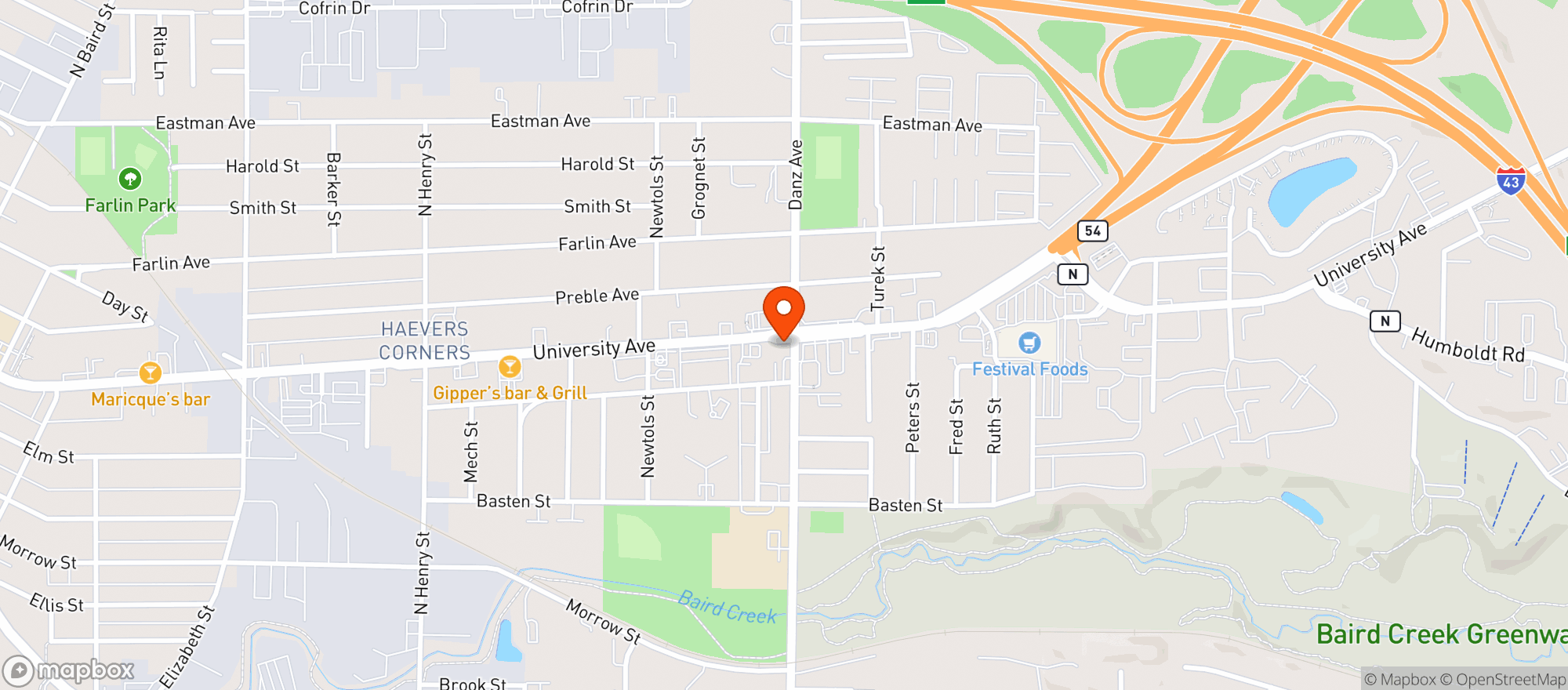 Map showing First And Goal Sports Bar And Grill