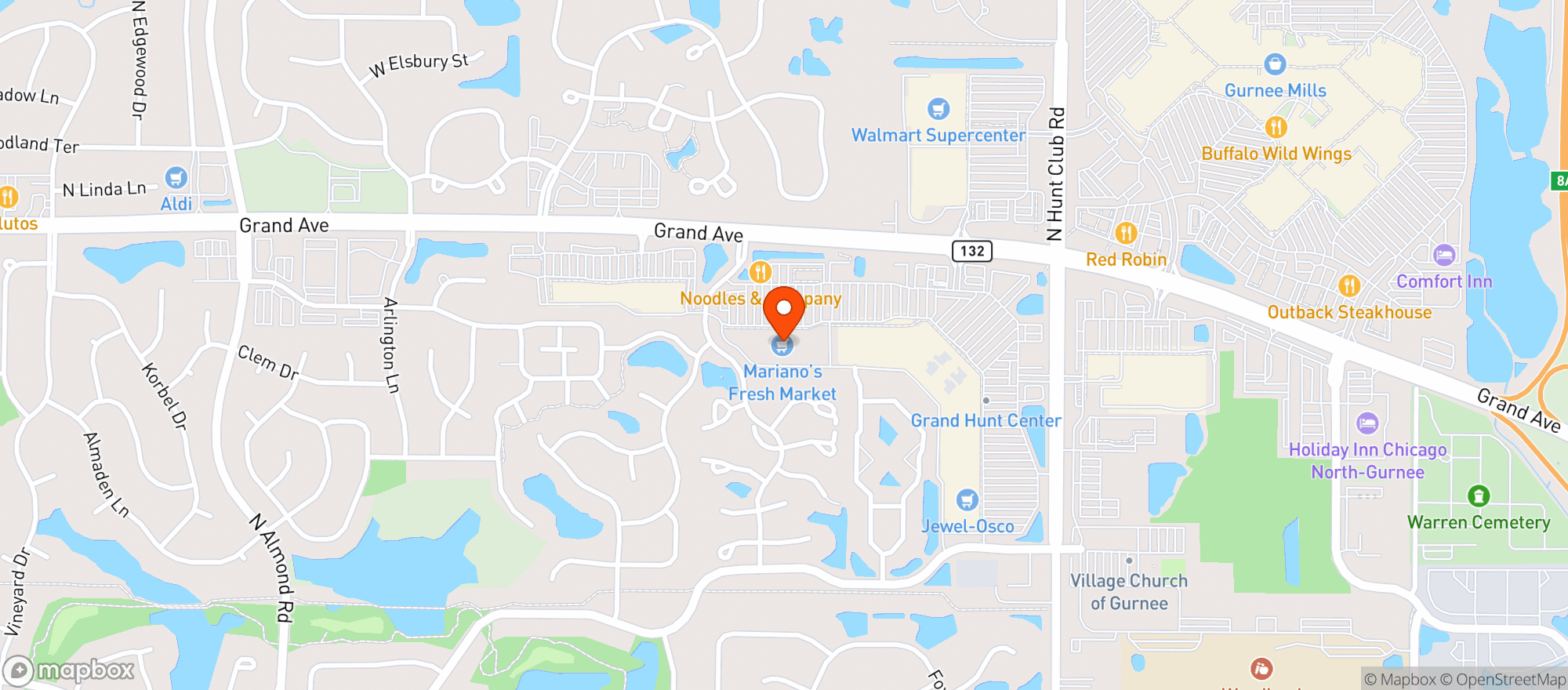 Map showing Mariano's Gurnee