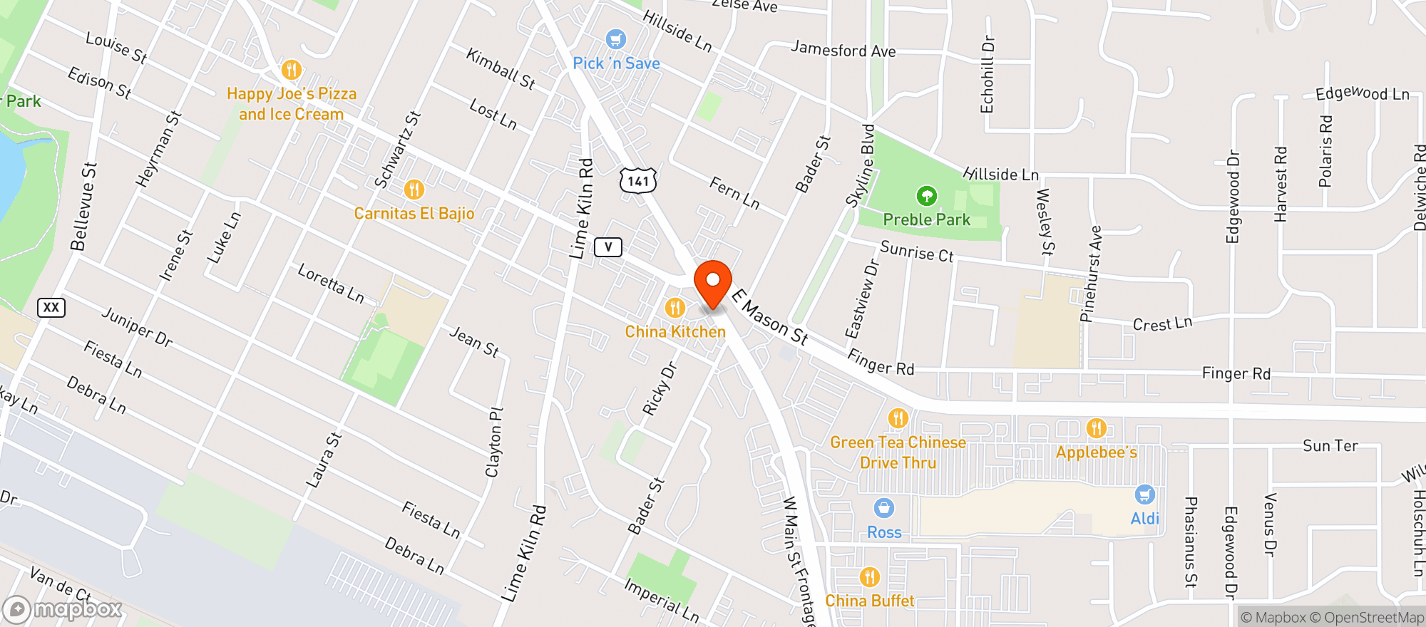 Map showing Main Street Pub & Grill