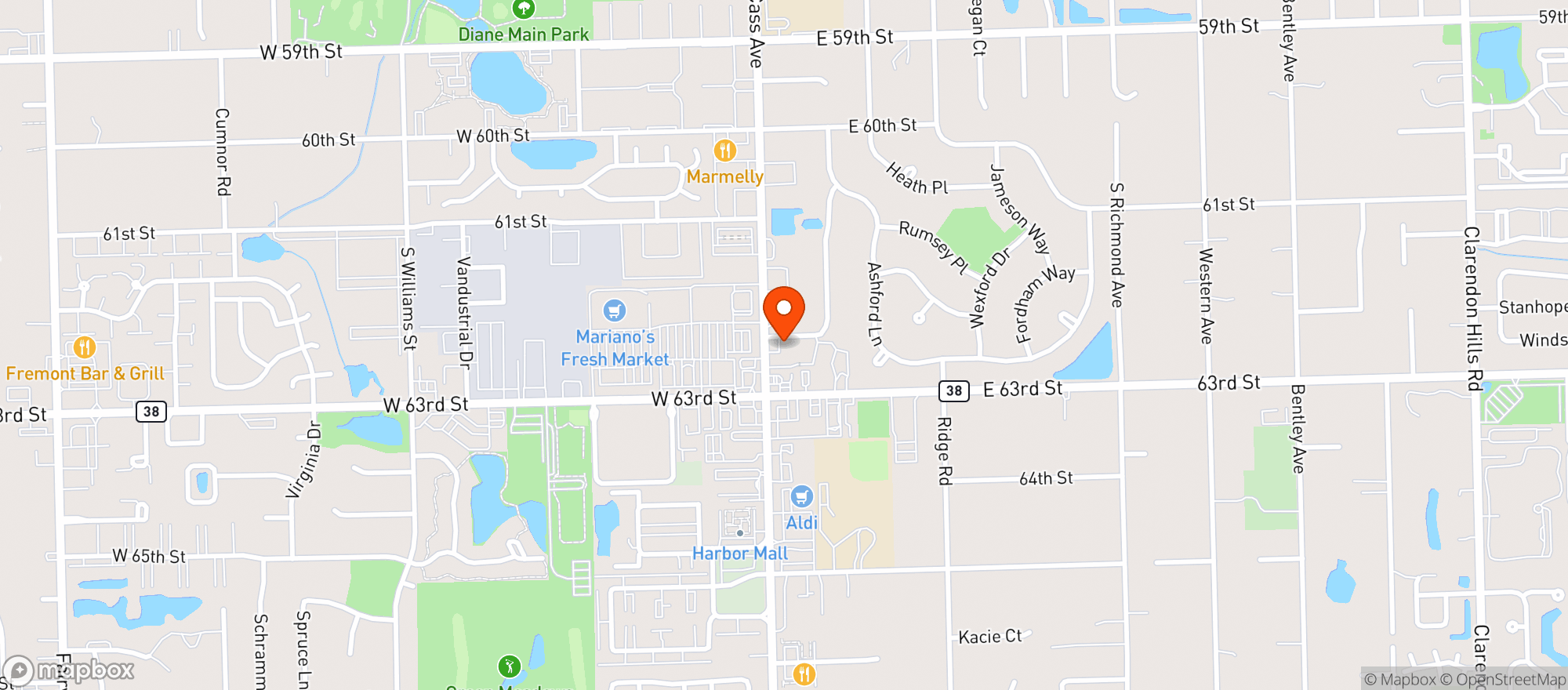 Map showing Prestige Wine & Spirits Westmont