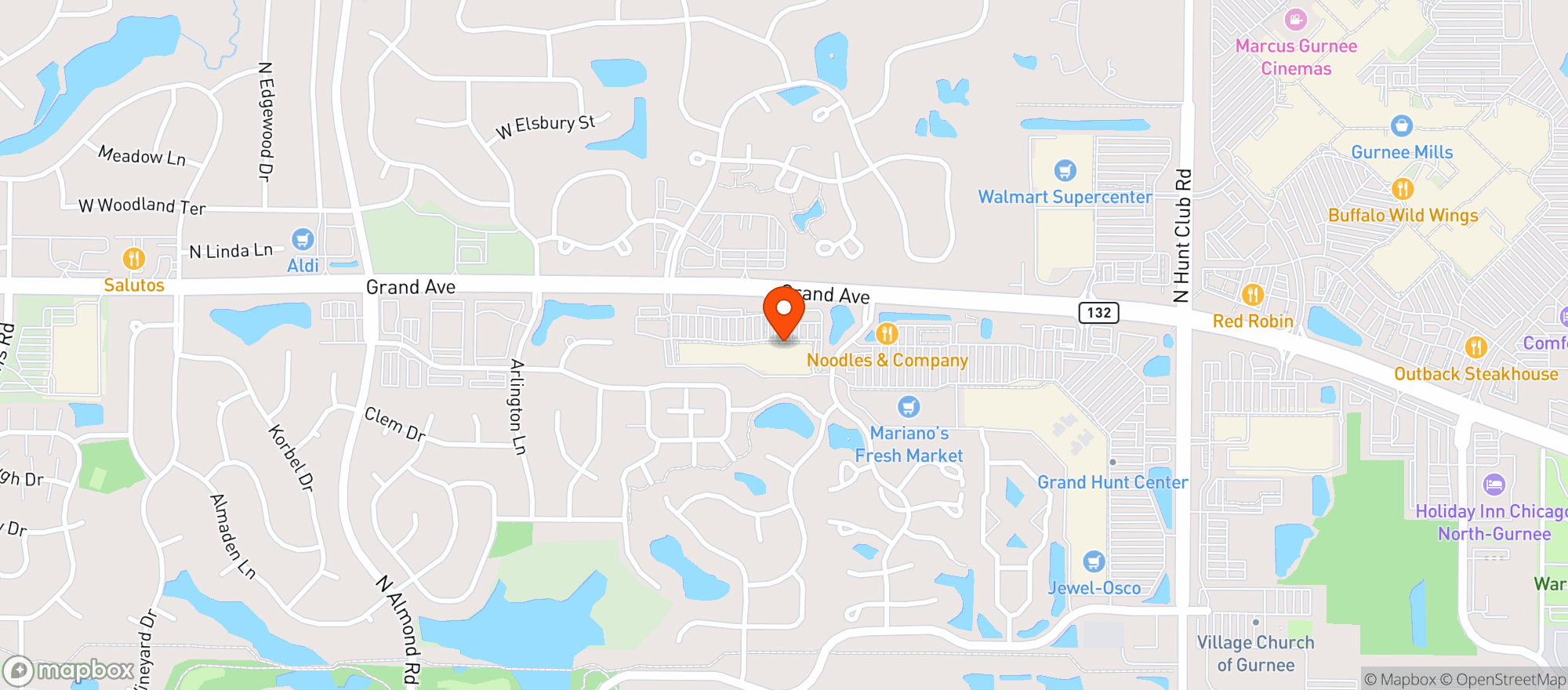 Map showing Binny's Gurnee