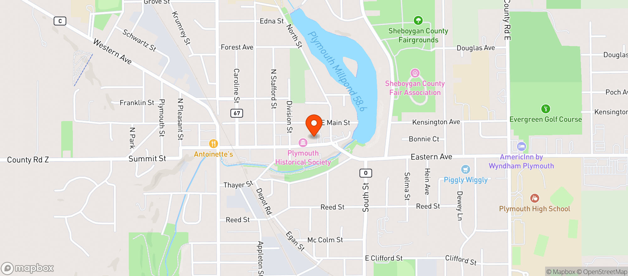 Map showing Dairy State Restaurant