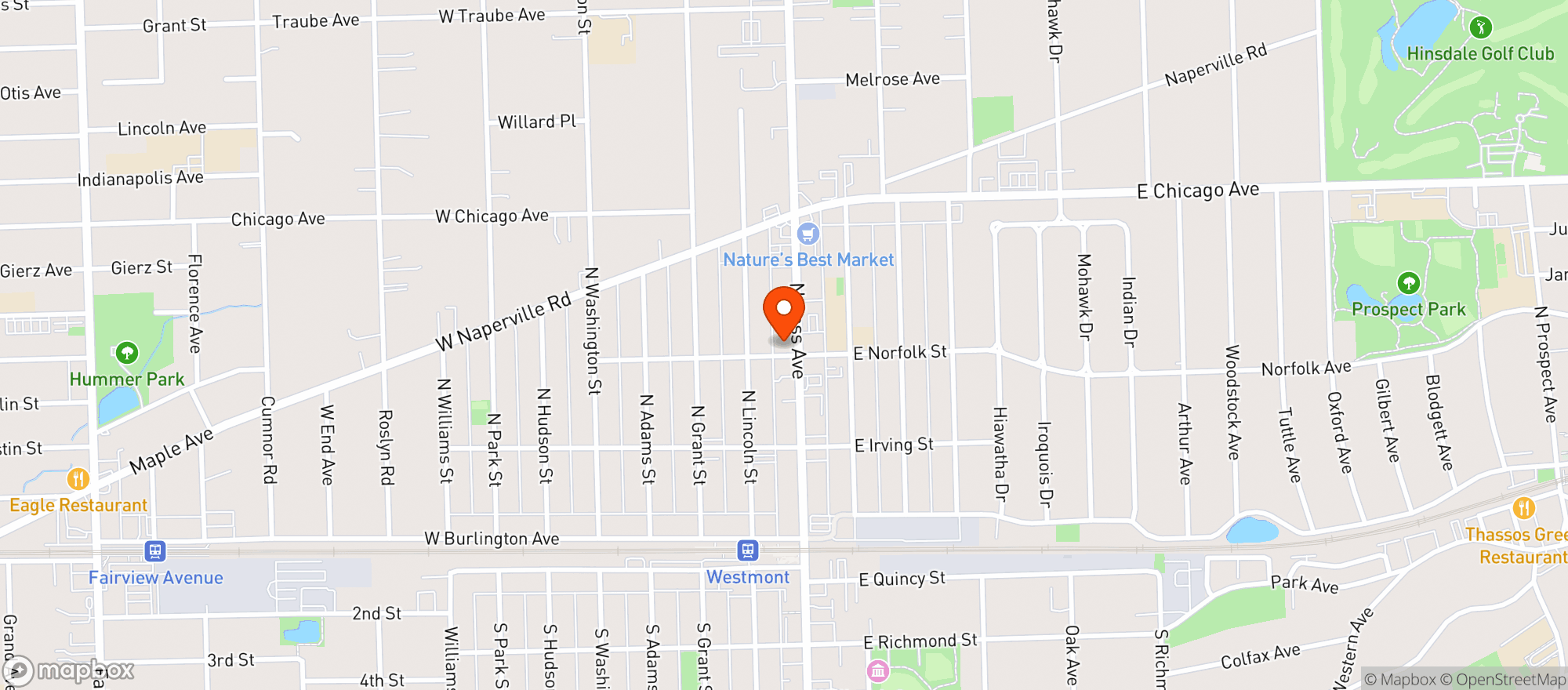 Map showing CONVENIENT FOOD MART (WESTMONT - 200 N CASS AVE)