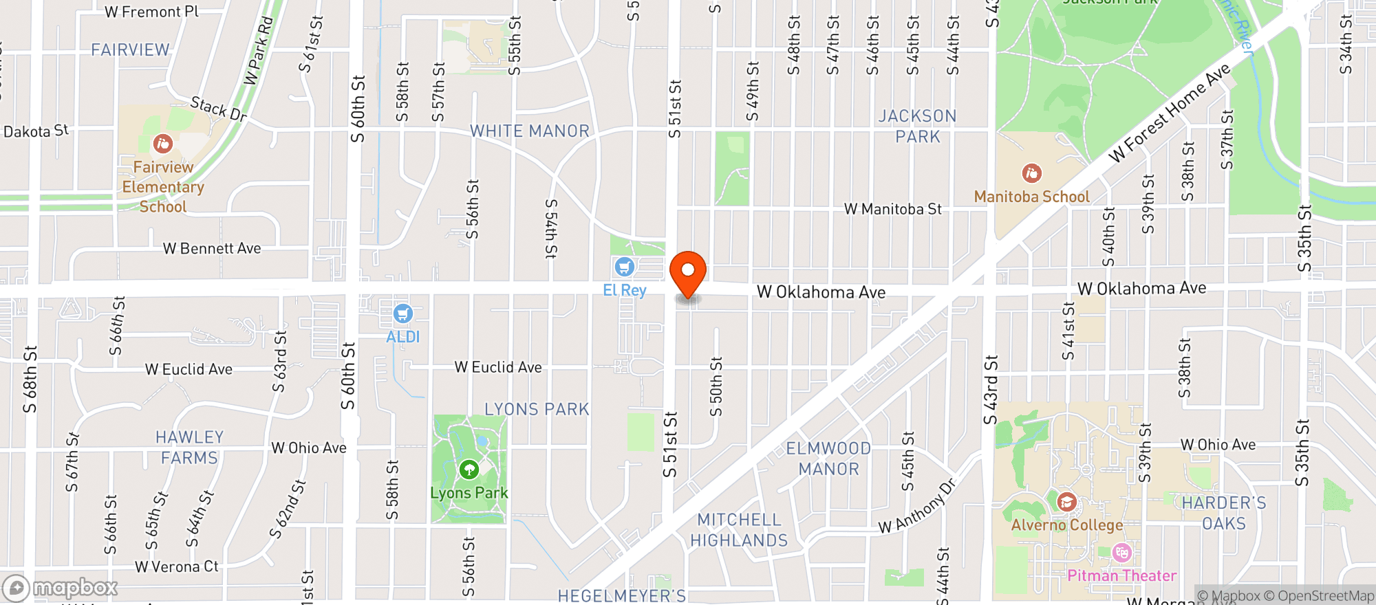 Map showing Discount Liquor Milwaukee