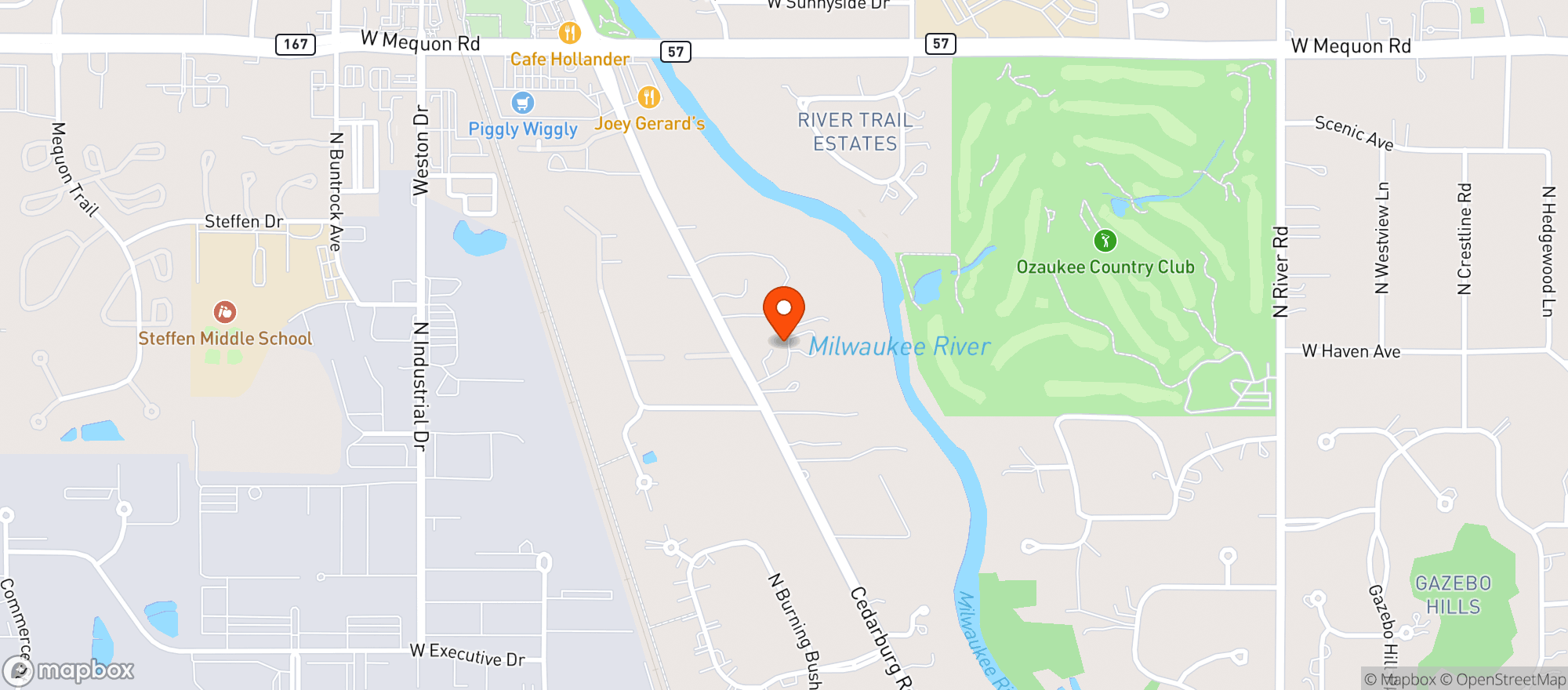Map showing Mr  Bs -Mequon