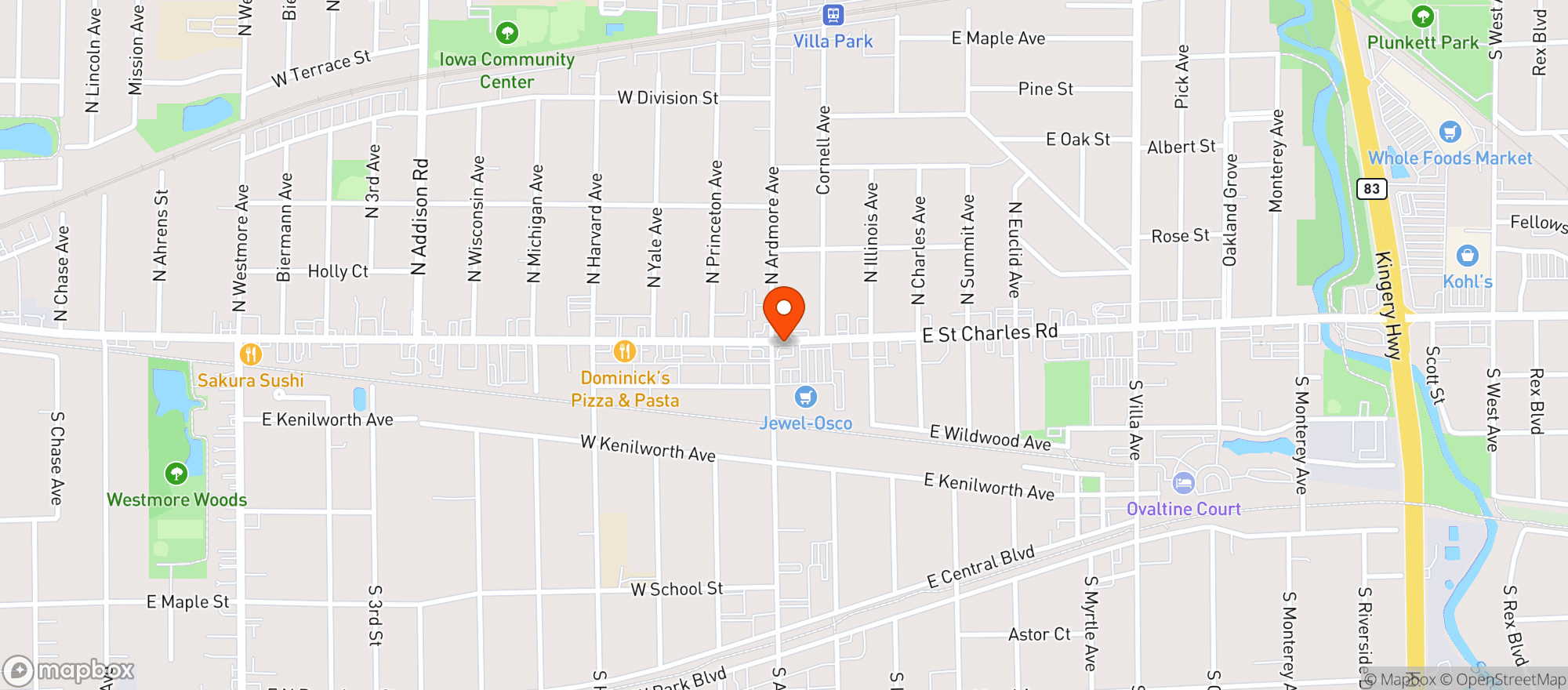 Map showing Jewel Osco