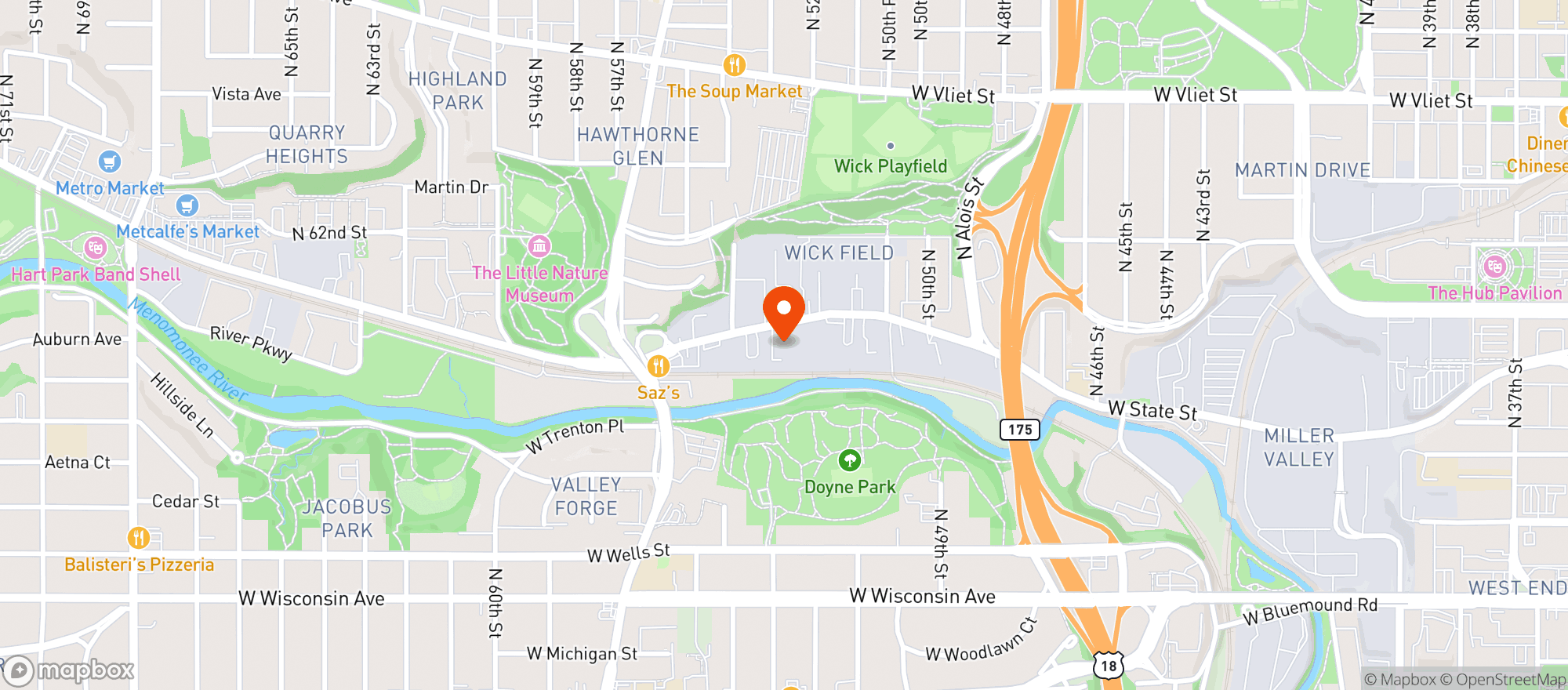 Map showing Door Dash