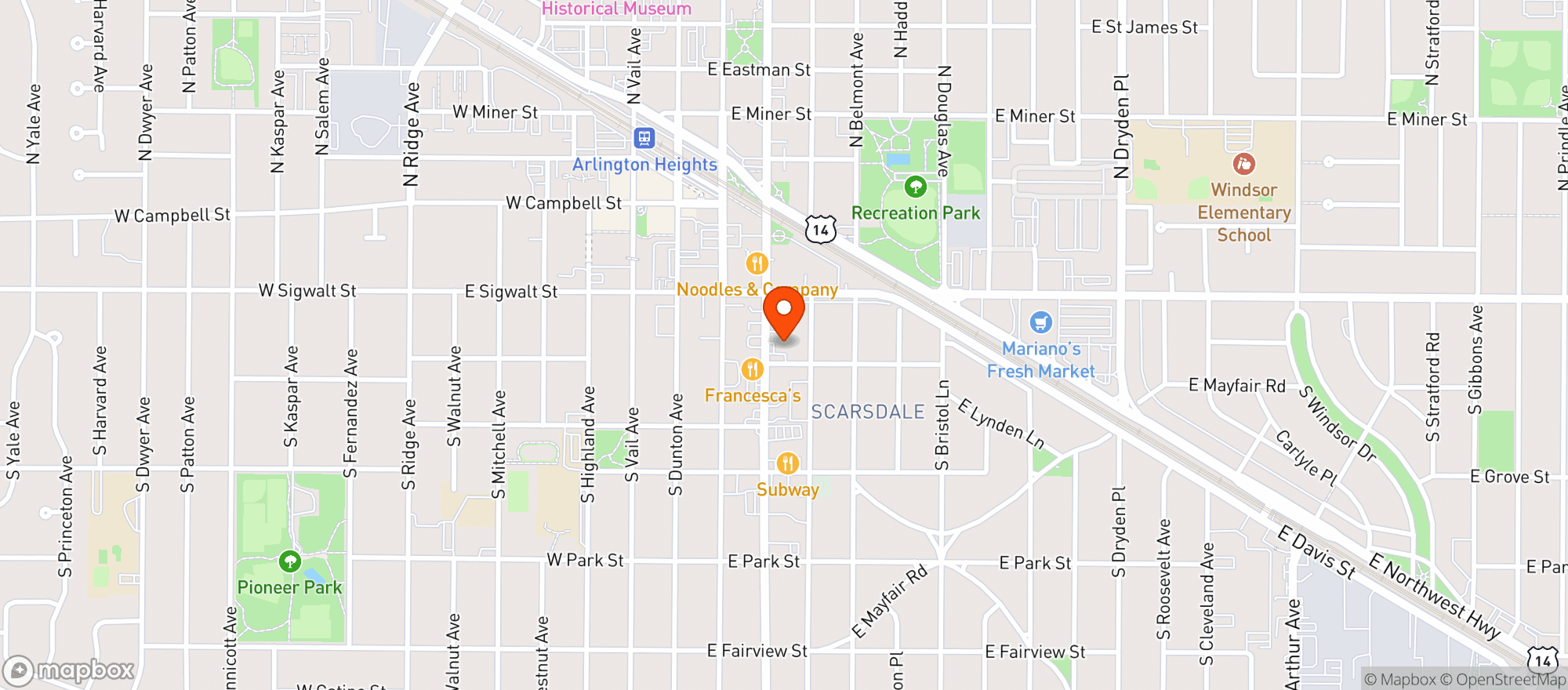 Map showing Lyons Beverage Depot