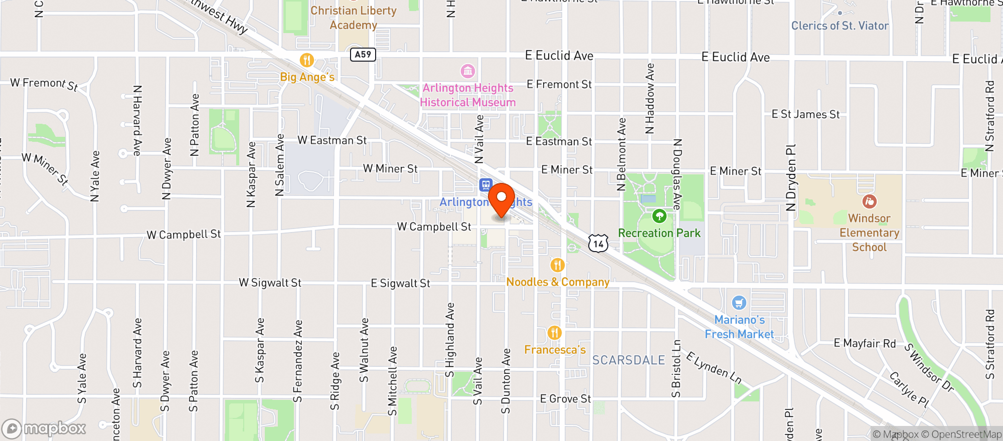 Map showing Beer On The Wall - Arlington Heights