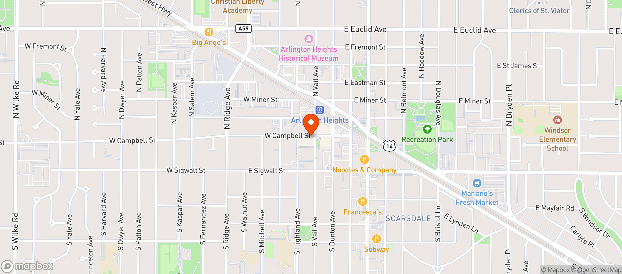 Map showing Mago Grill & Cantina