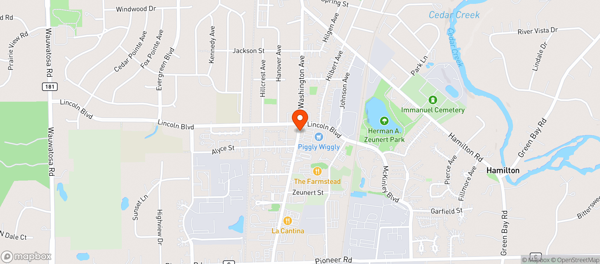 Map showing Pig Wig #201 - Cedarburg