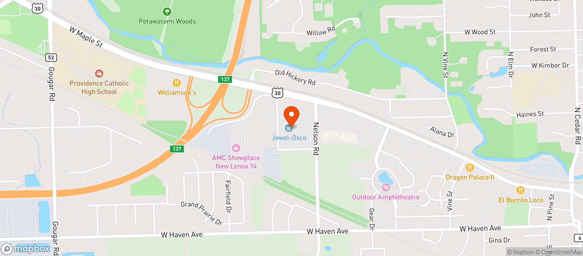 Map showing Jewel-Osco