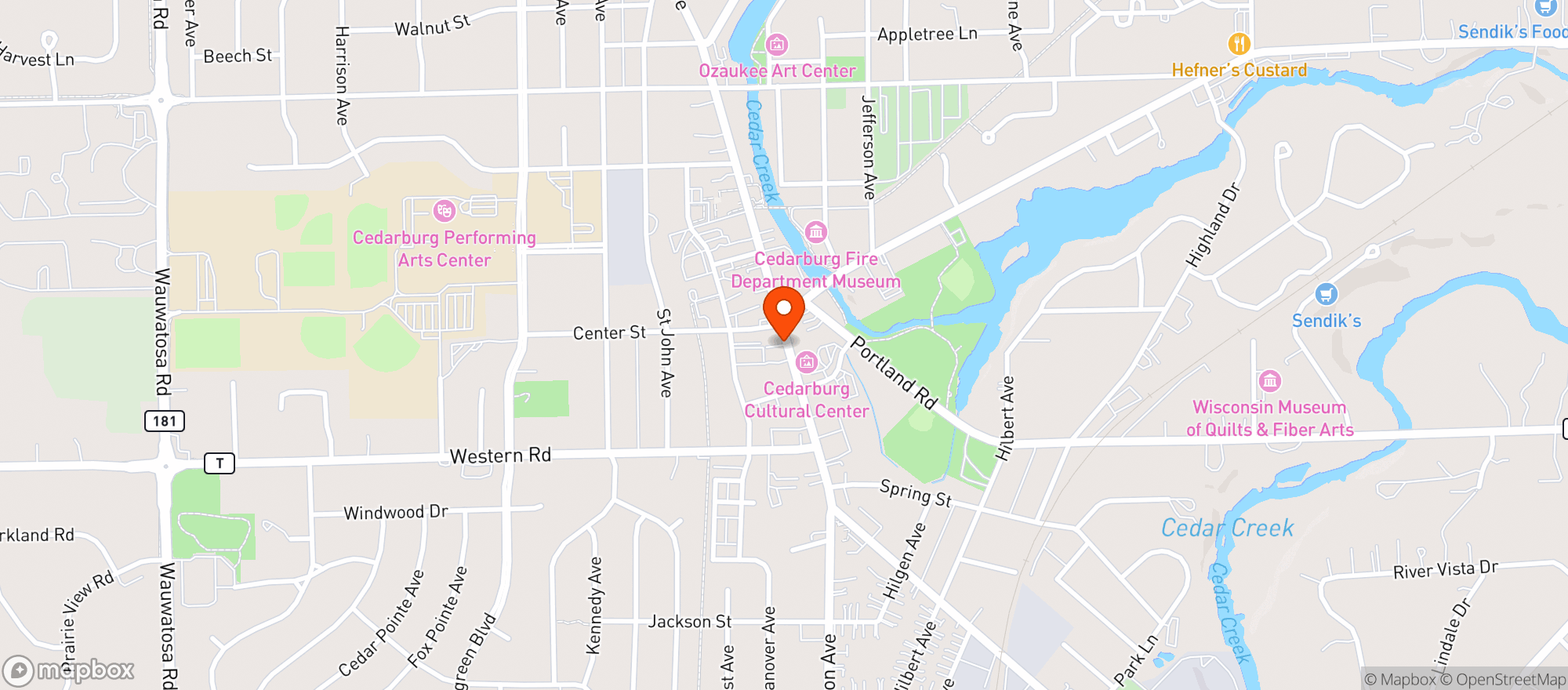 Map showing Union House Cedarburg
