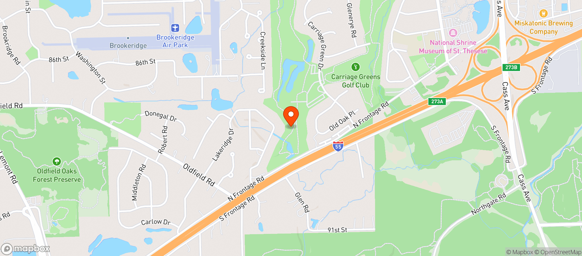Map showing Carriage Greens Country Club