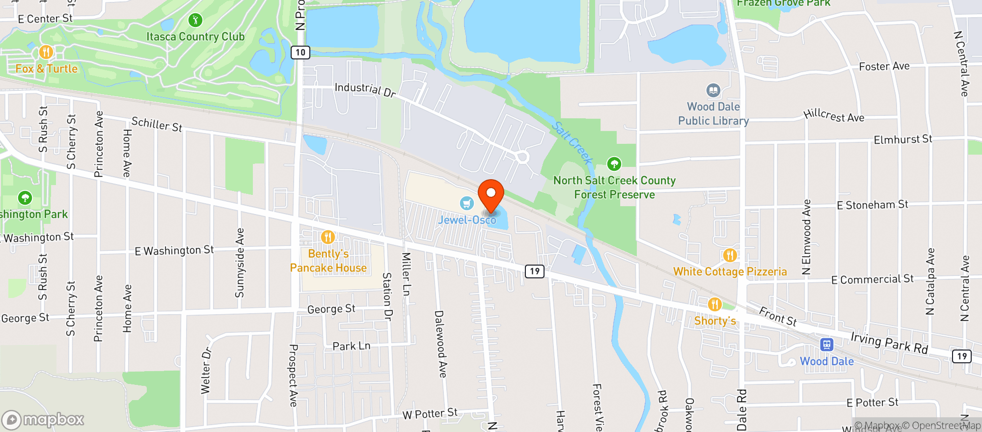 Map showing WOOD DALE DISCOUNT LIQUOR