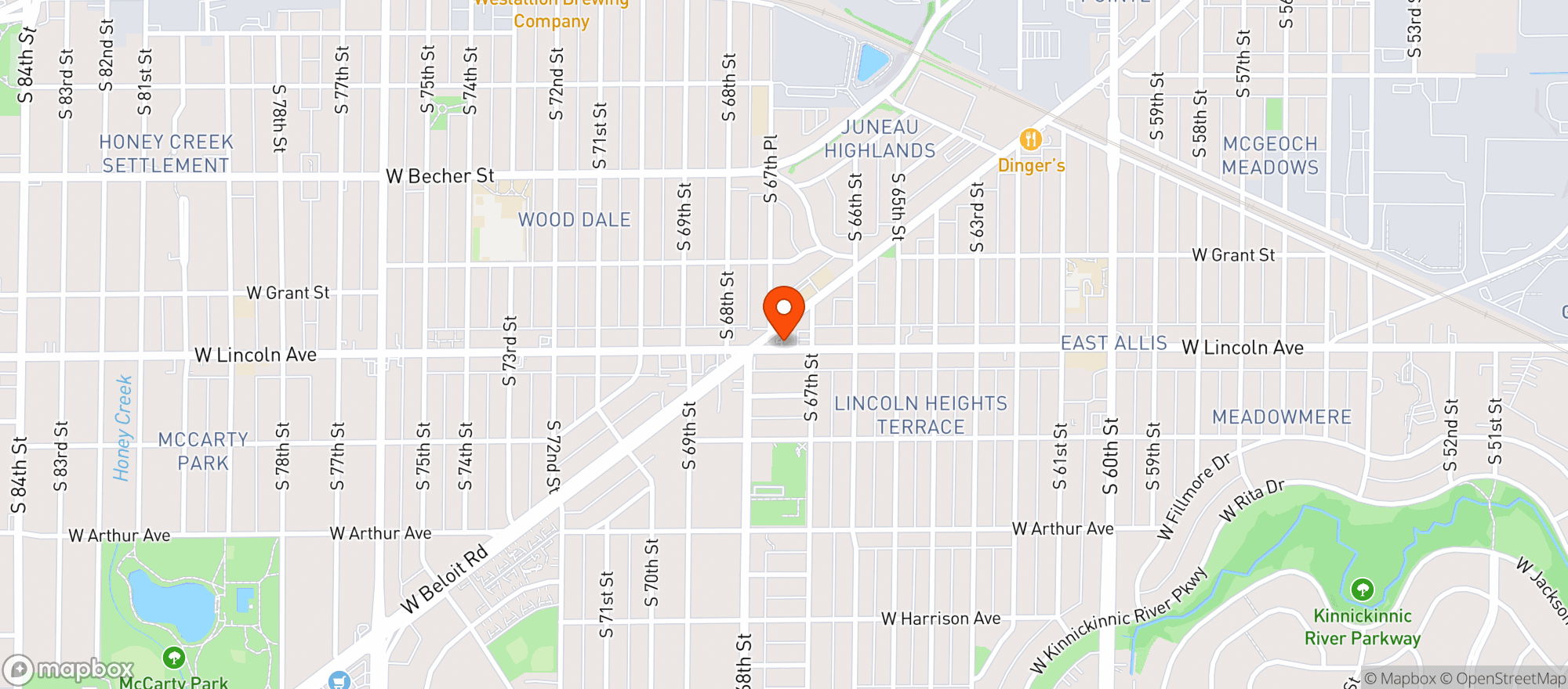 Map showing Kwik Pantry