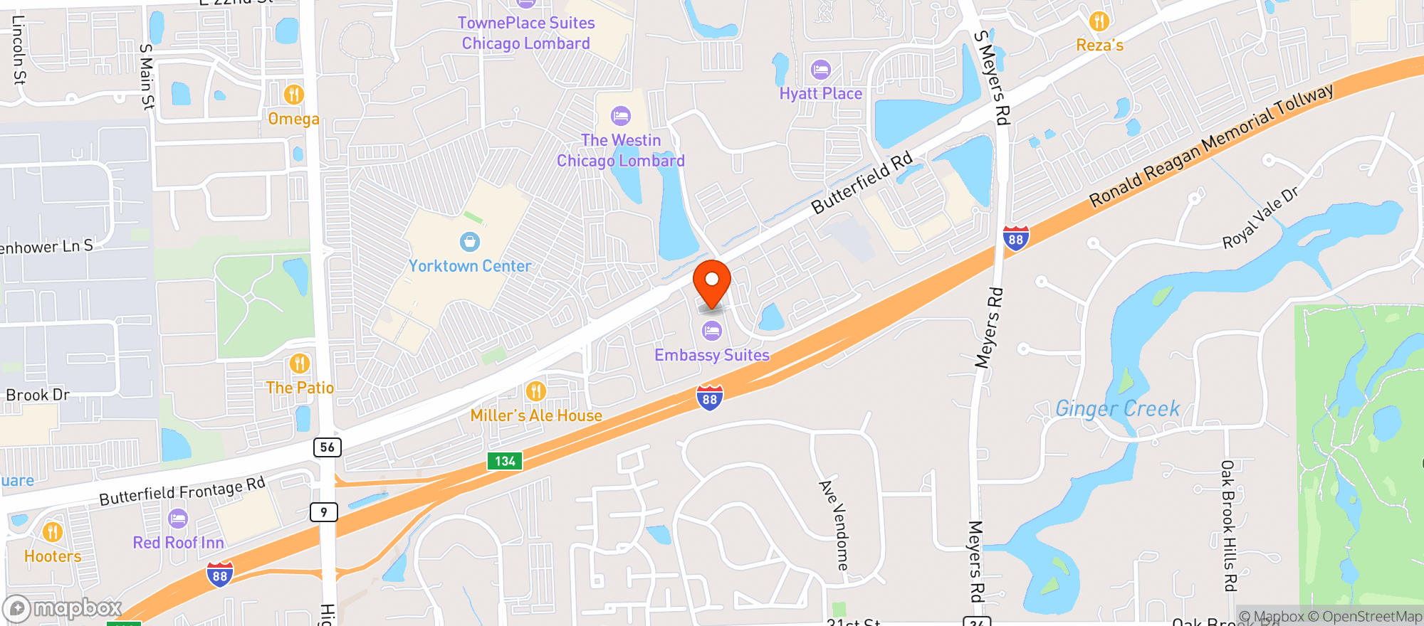 Map showing Embassy Suites
