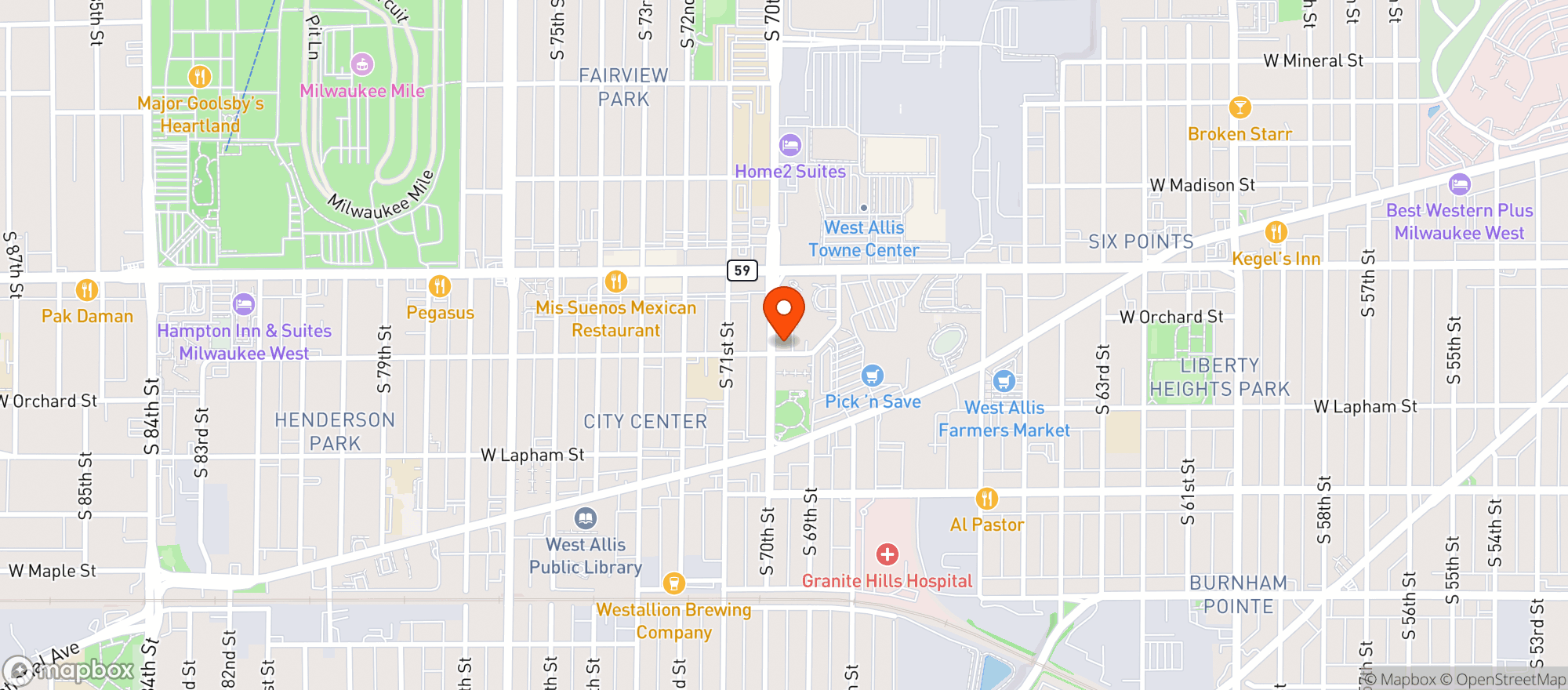 Map showing Shotzys Country Rock Bar 2