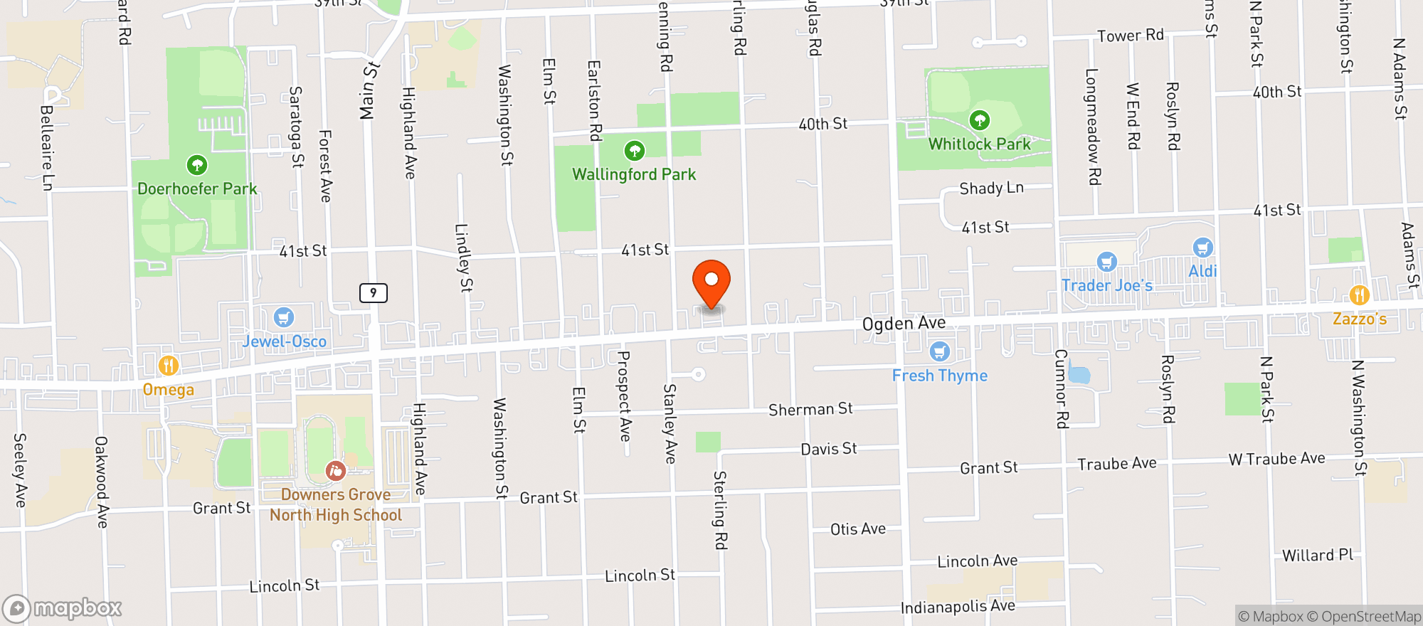 Map showing CBD Kratom Downers Grove