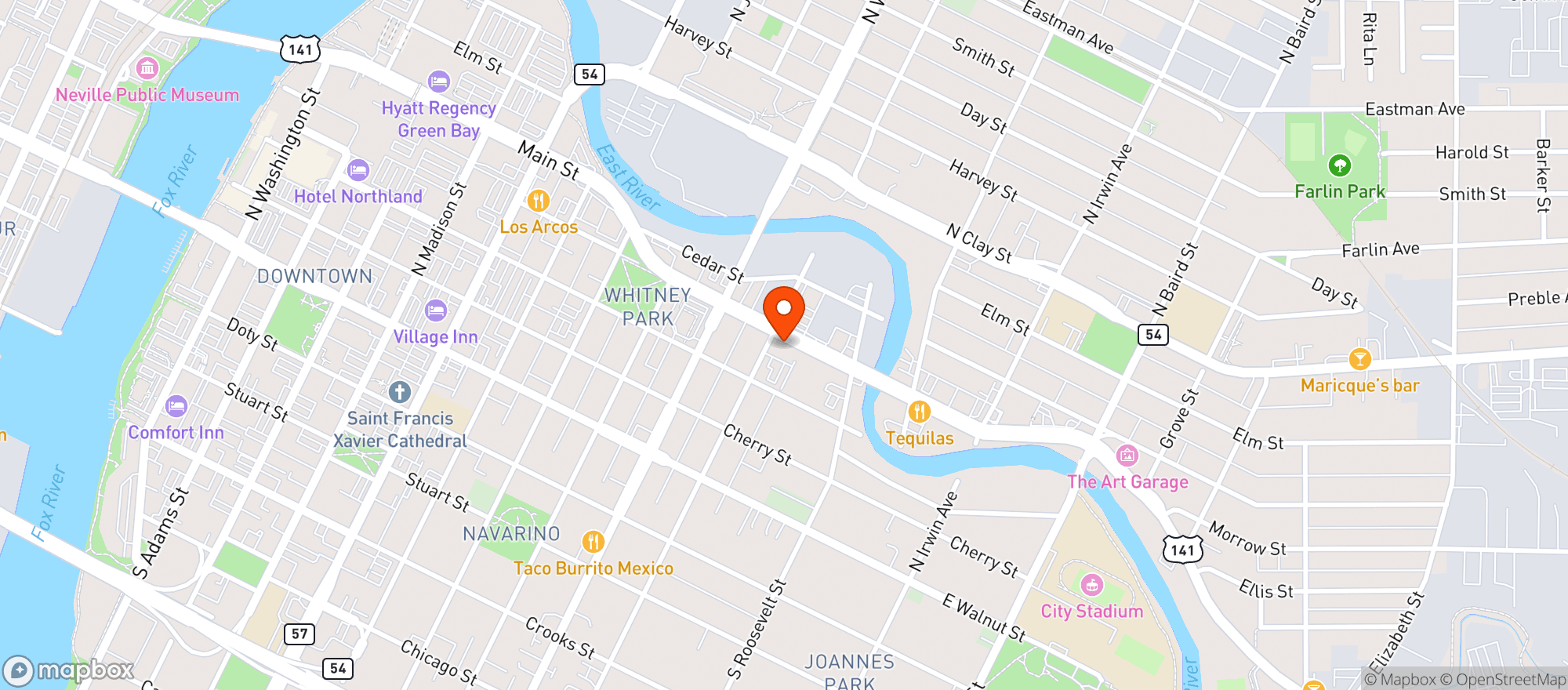 Map showing Xs Nightclub
