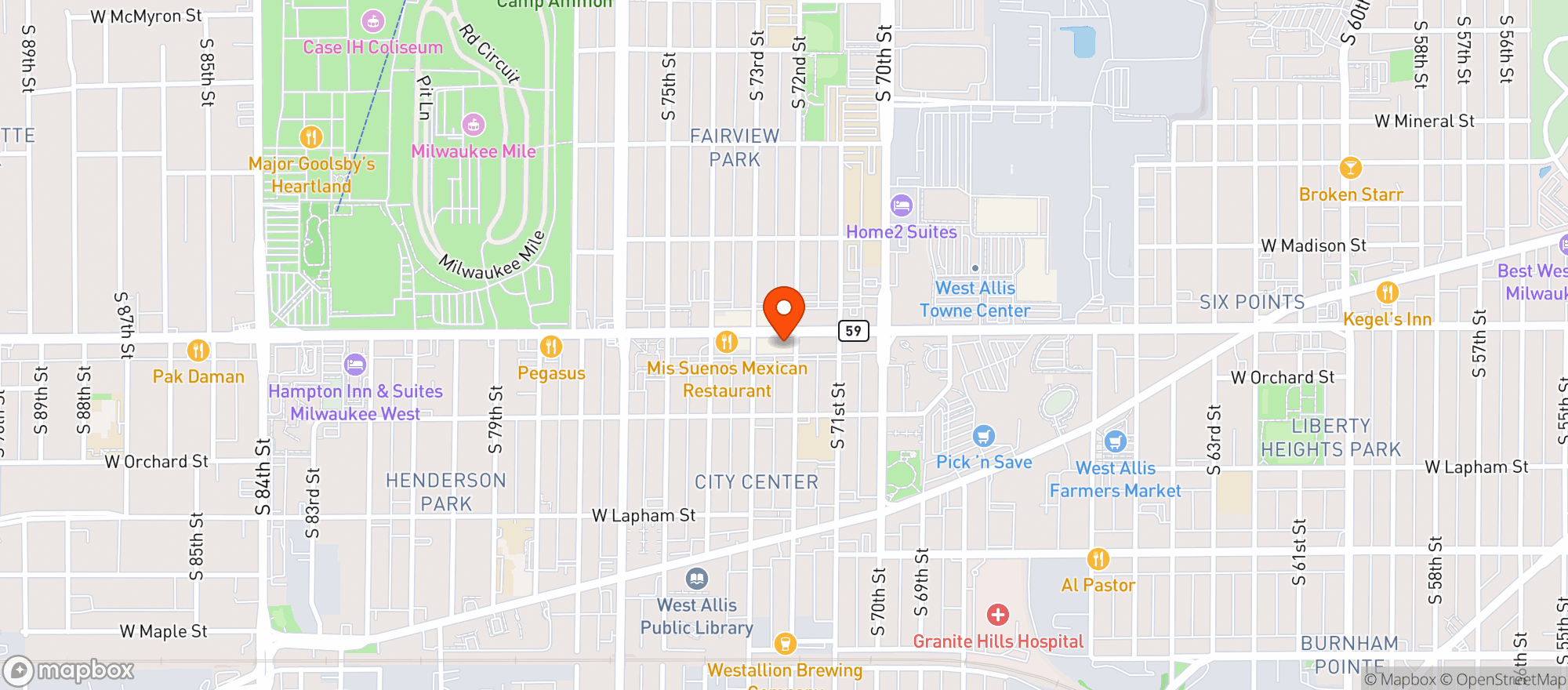 Map showing CAMINO WEST ALLIS