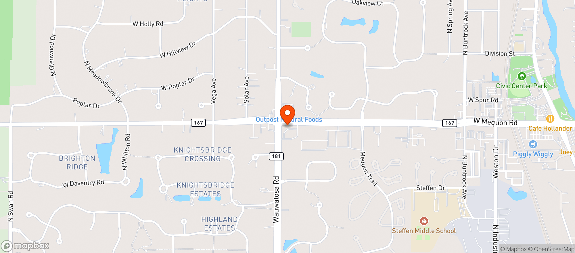 Map showing Ray's Wine & Spirits - Mequon