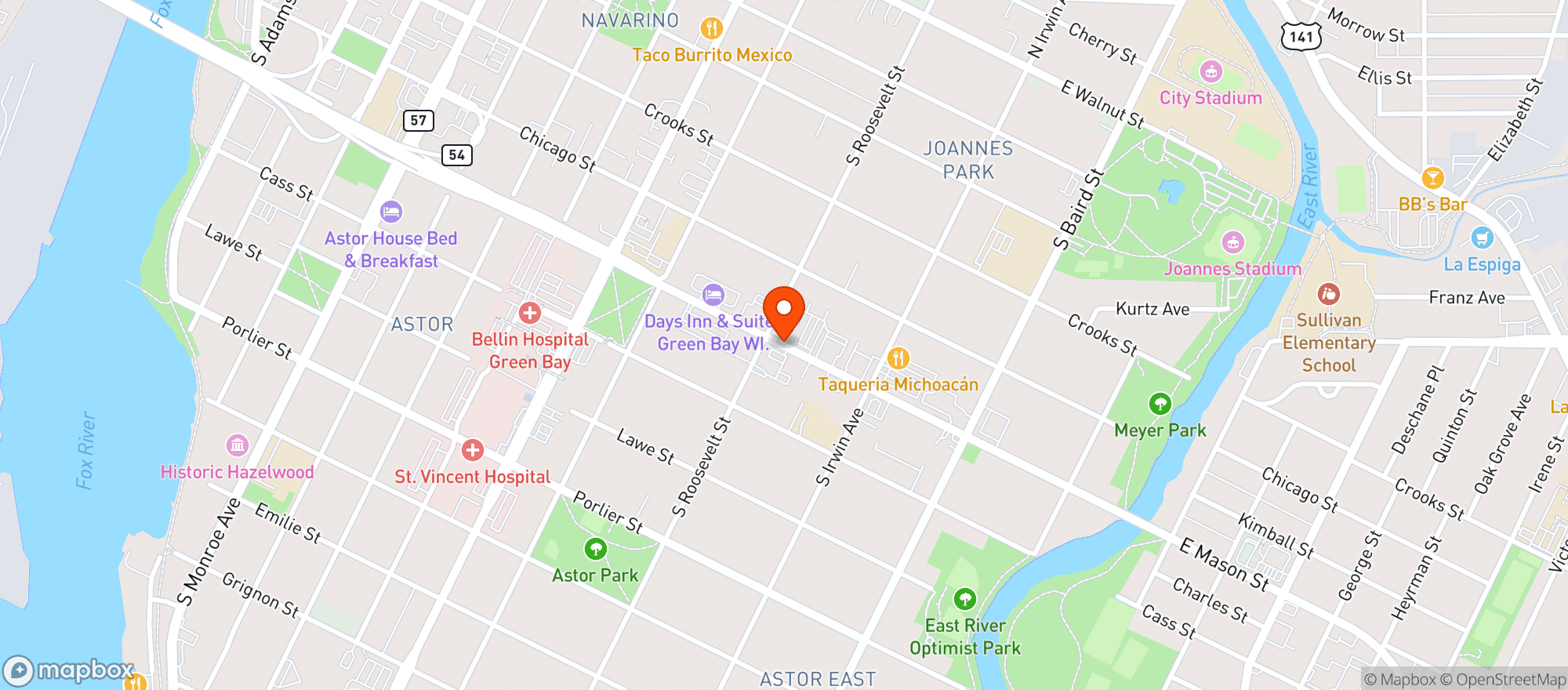 Map showing Taqueria Michoacan Restaurant