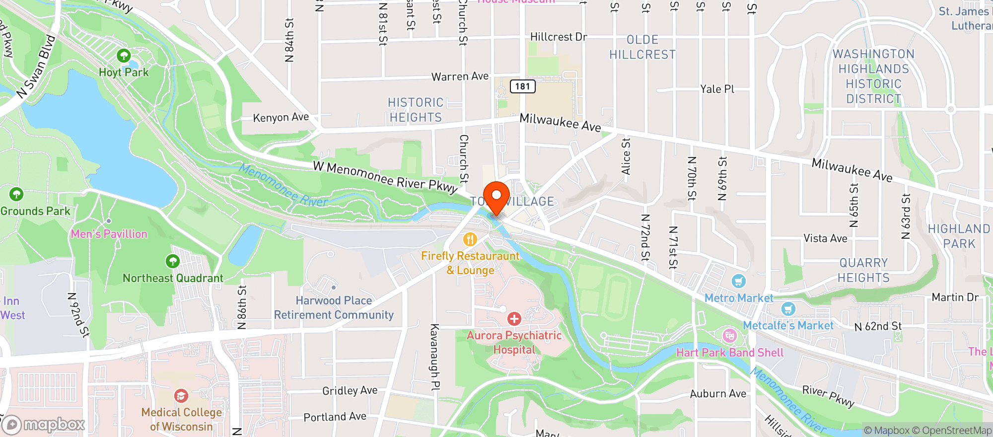 Map showing Buckatabon Tavern & Supper Club