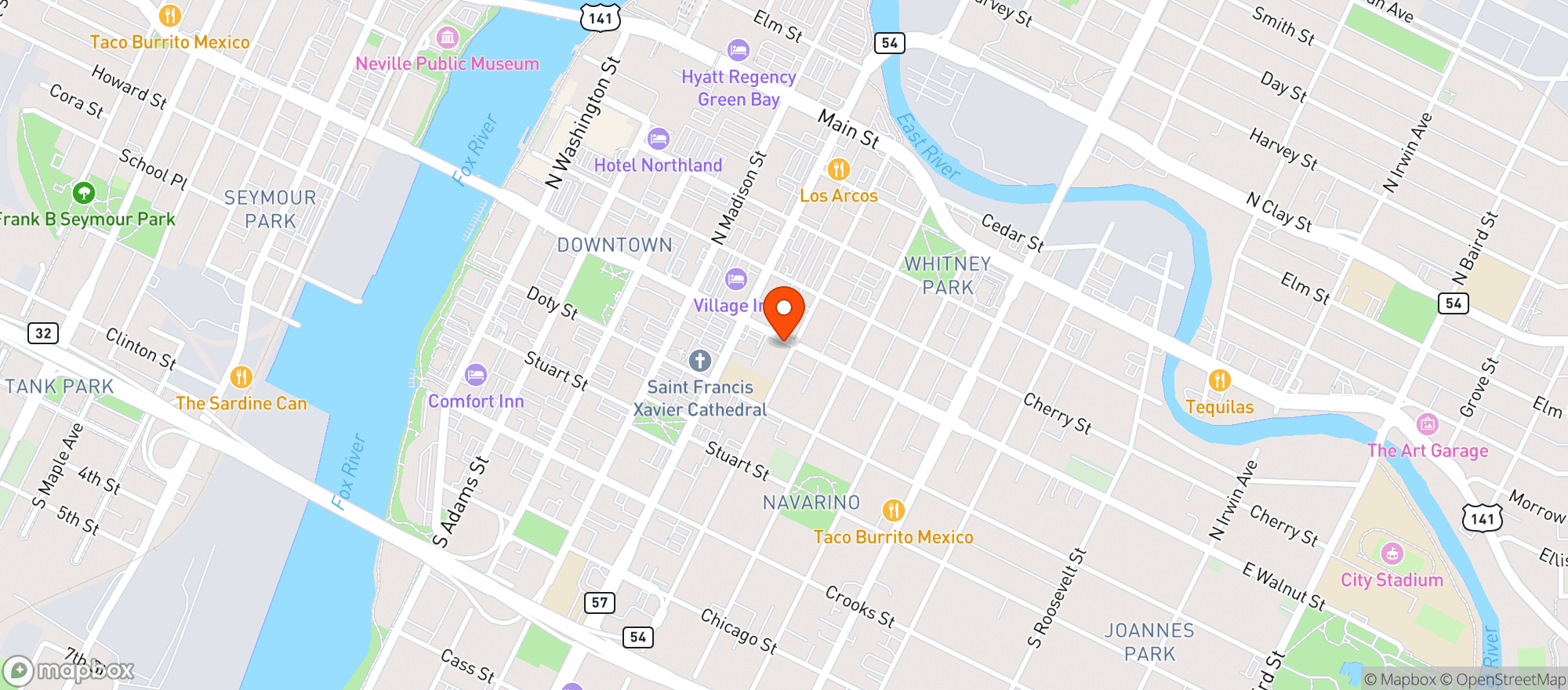 Map showing Marathon Food Center