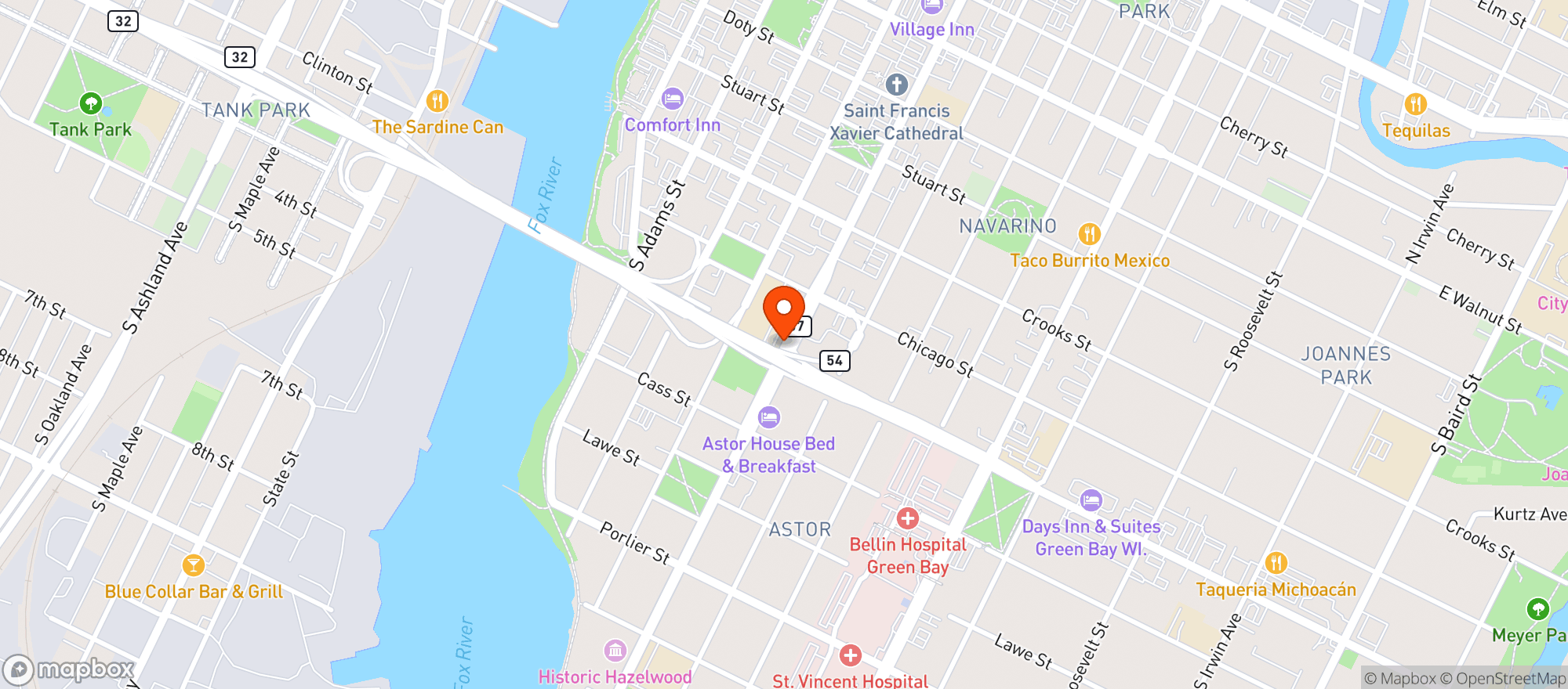 Map showing Shell Food Mart