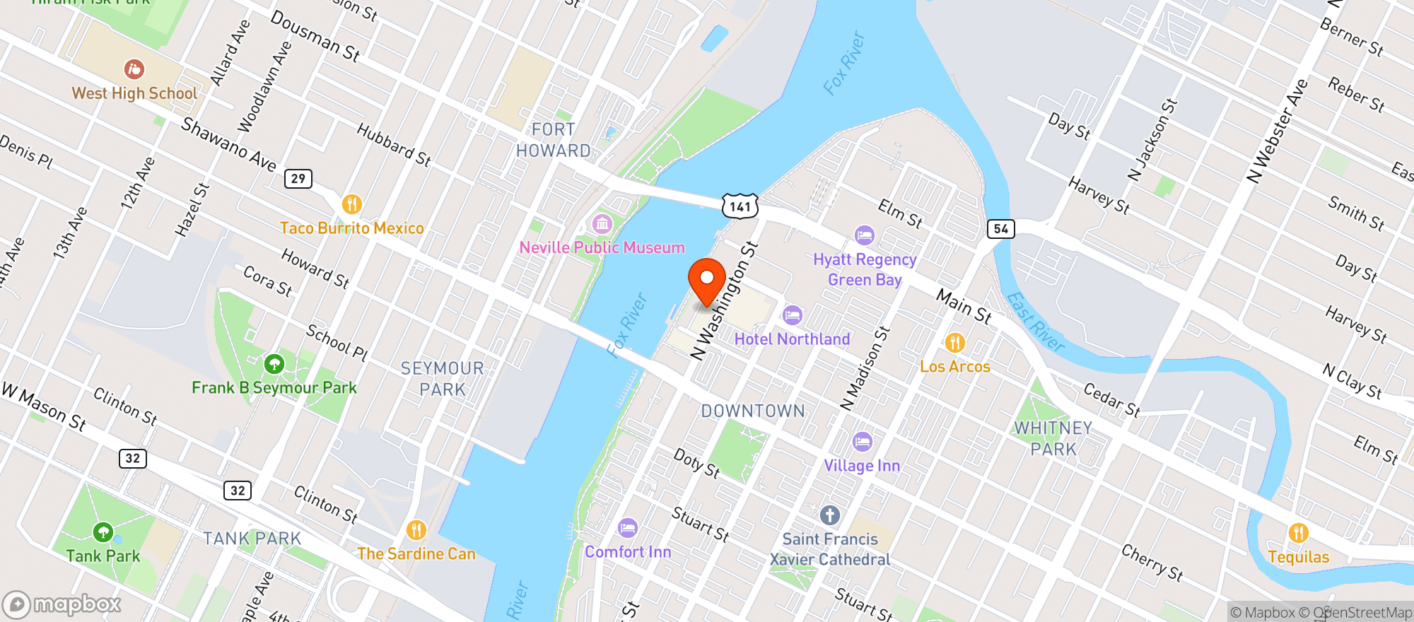 Map showing Heights Pub And Grill