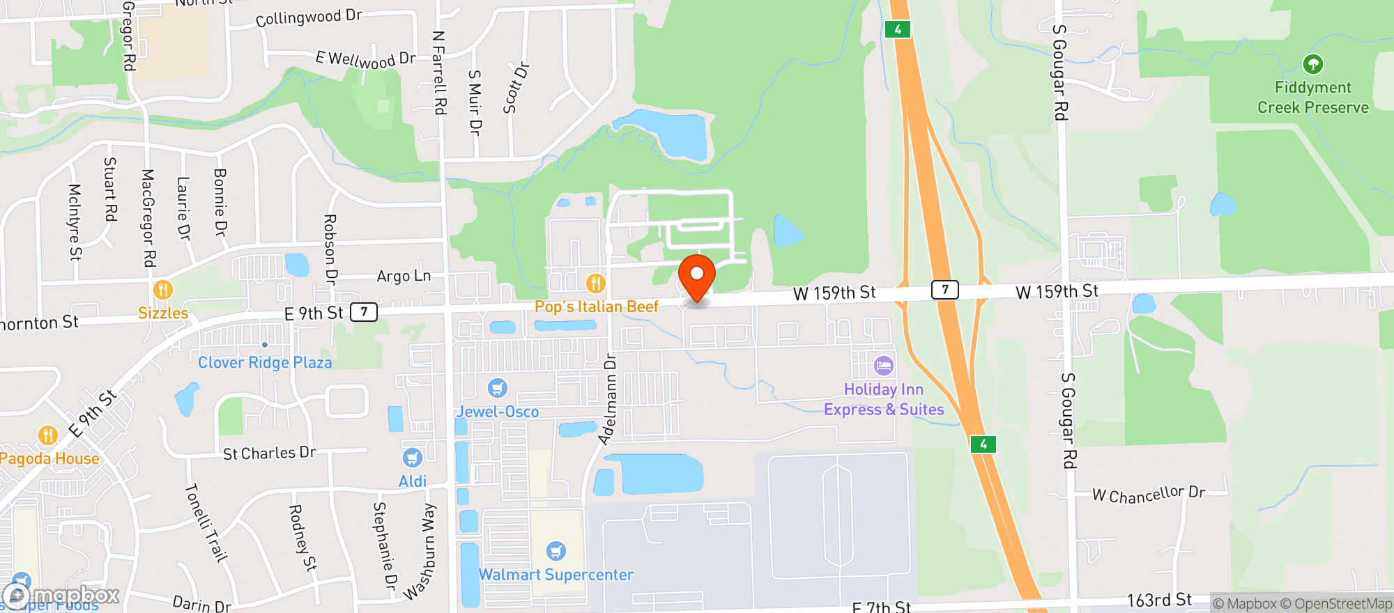 Map showing The Open Bottle- Lockport