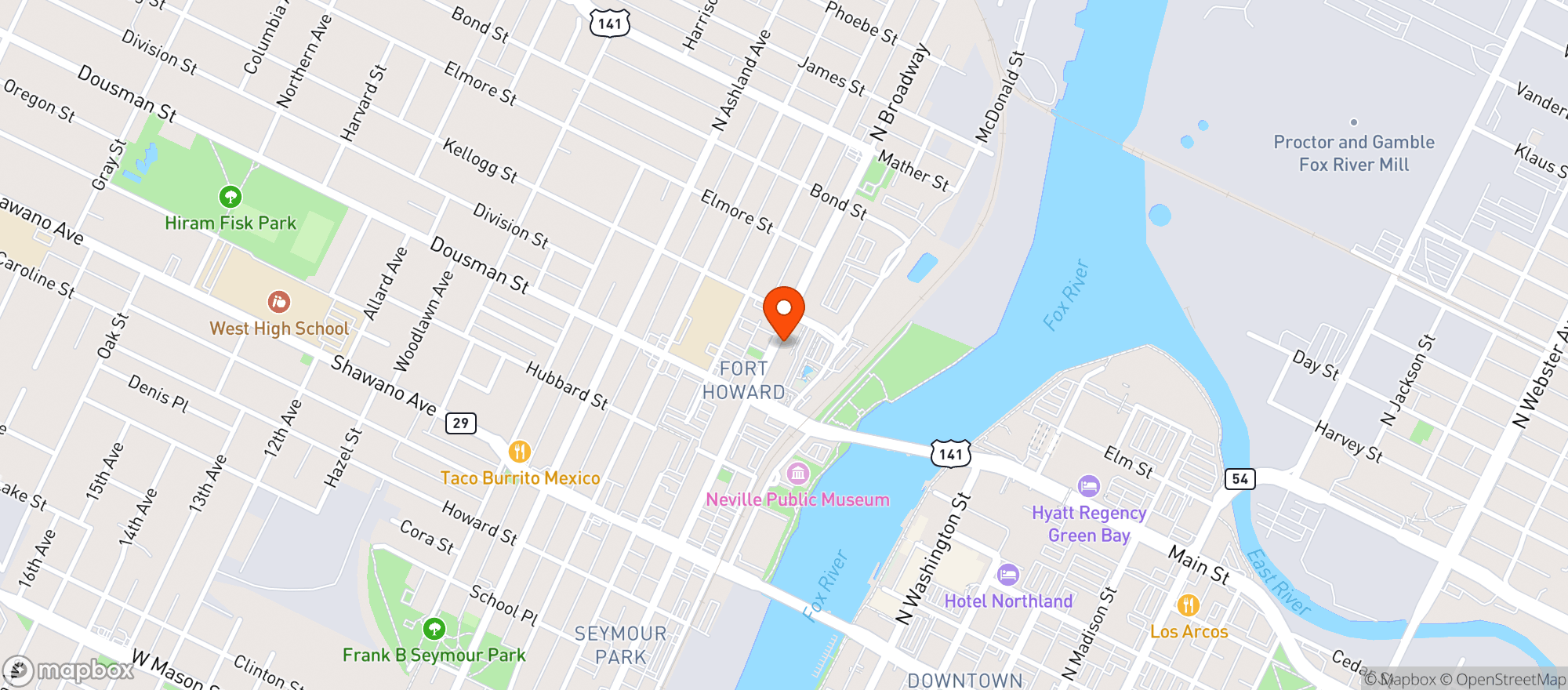 Map showing Titletown Brewing Co