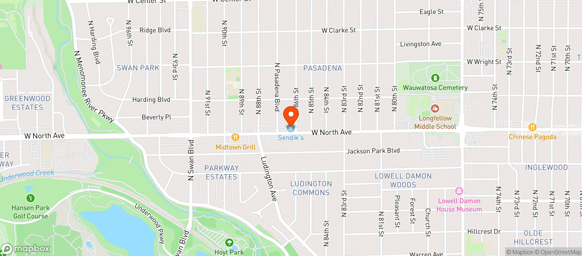 Map showing Sendik's Food Market - Wauwatosa