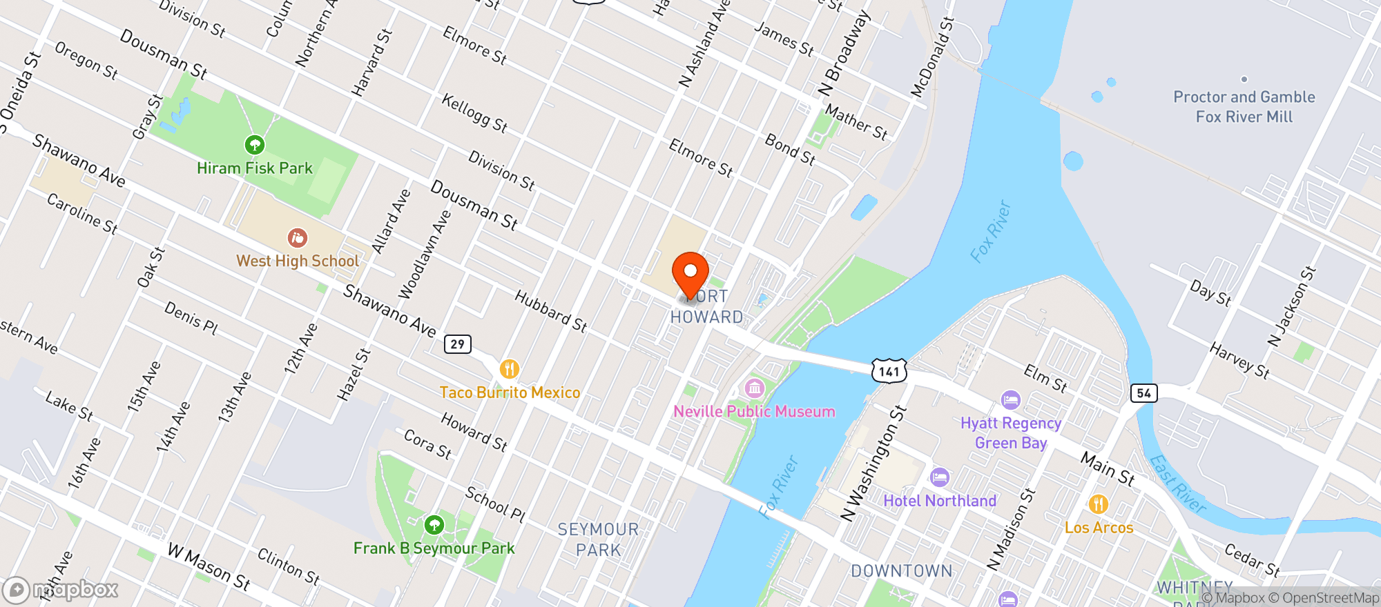 Map showing Glass Nickel Pizza Co