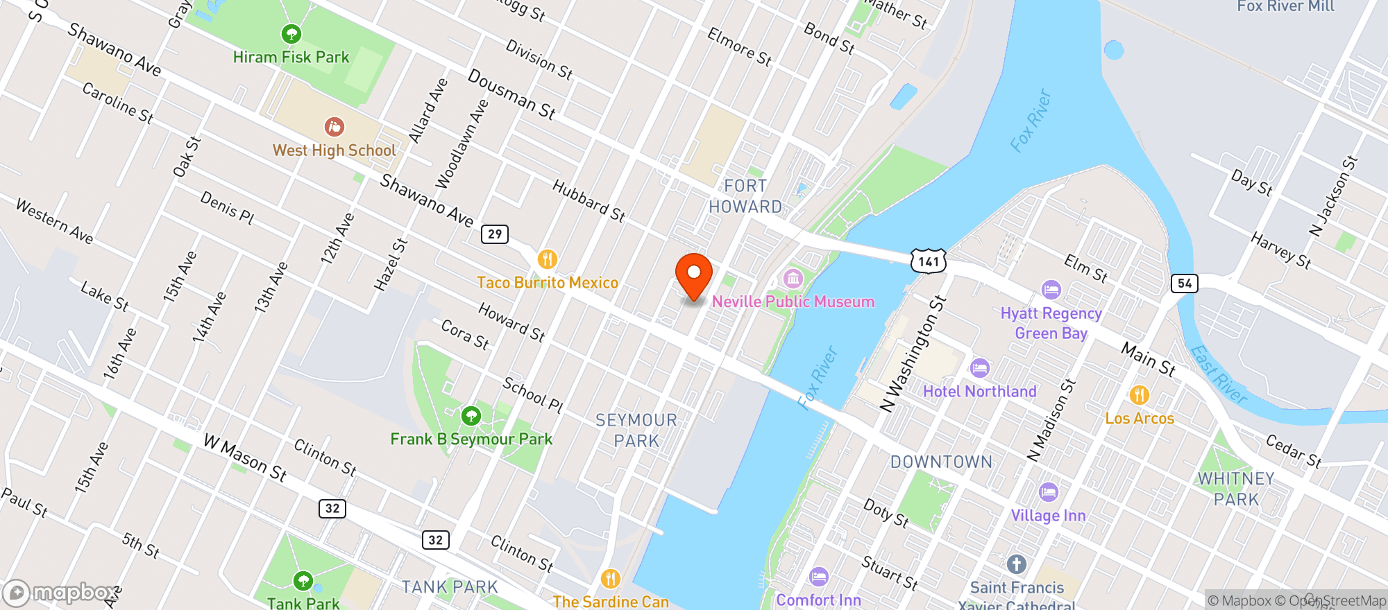 Map showing Amphora Wine Bar