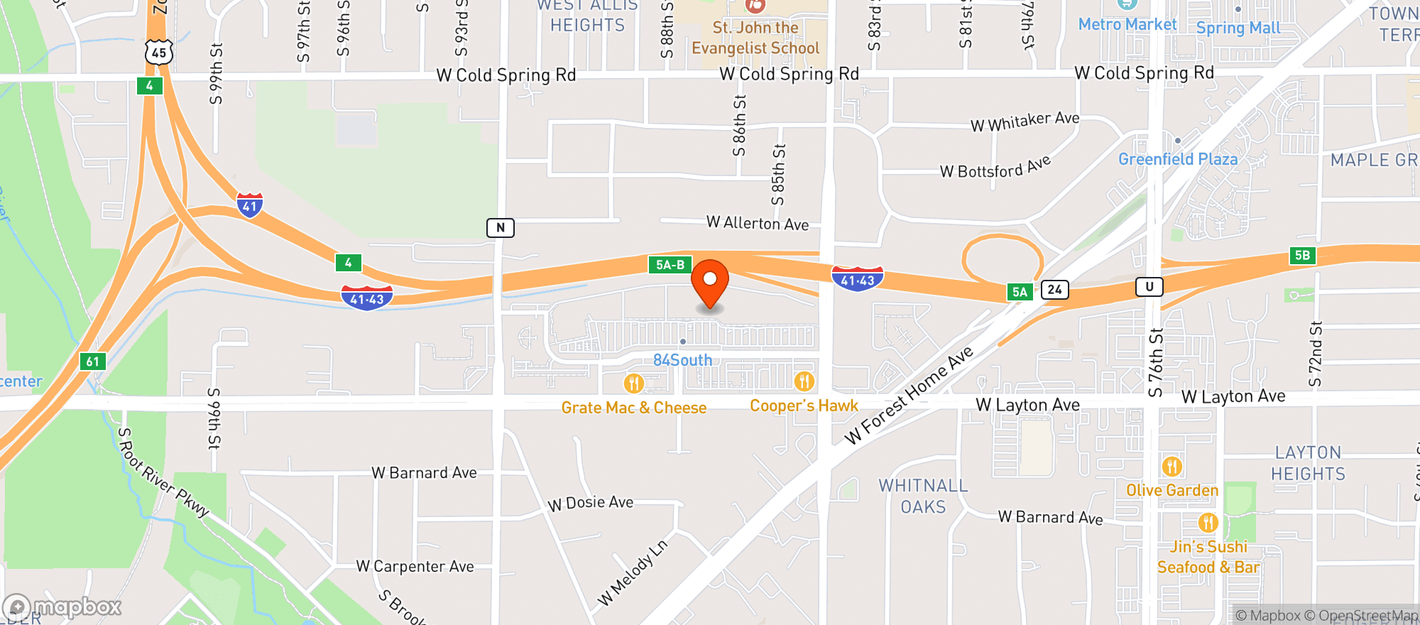Map showing Total Wine & More - Greenfield