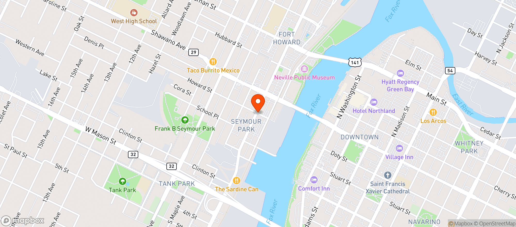 Map showing White Dog Roadhouse