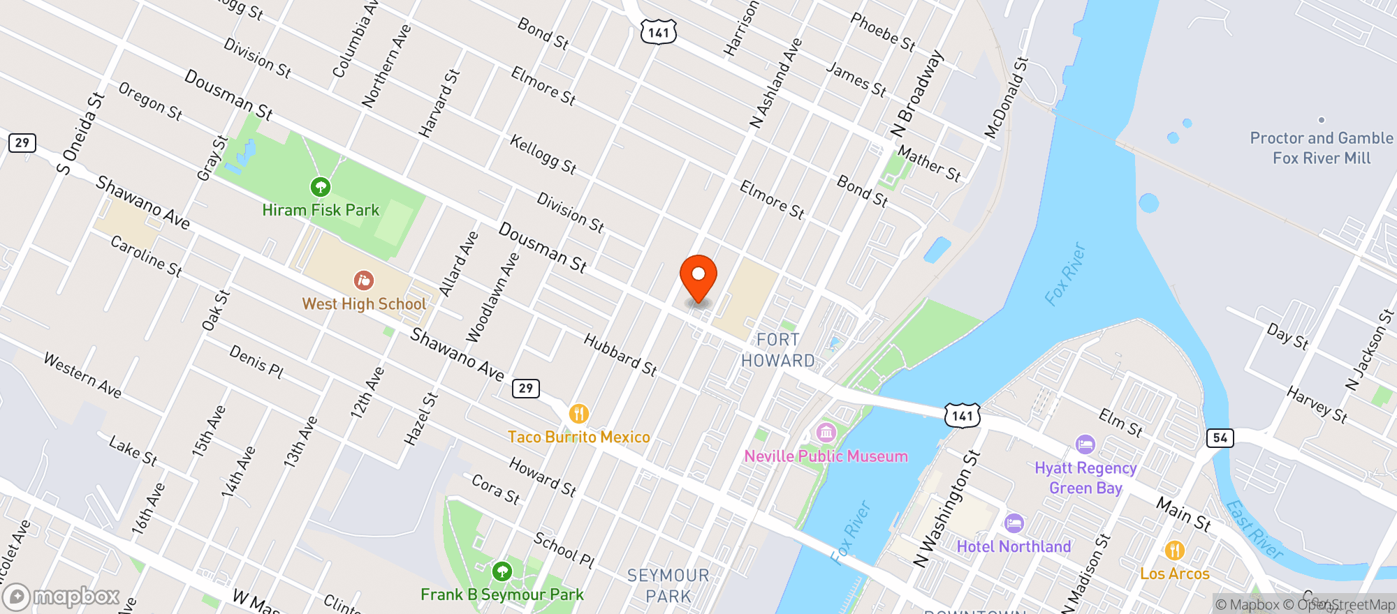 Map showing Downtown Bp