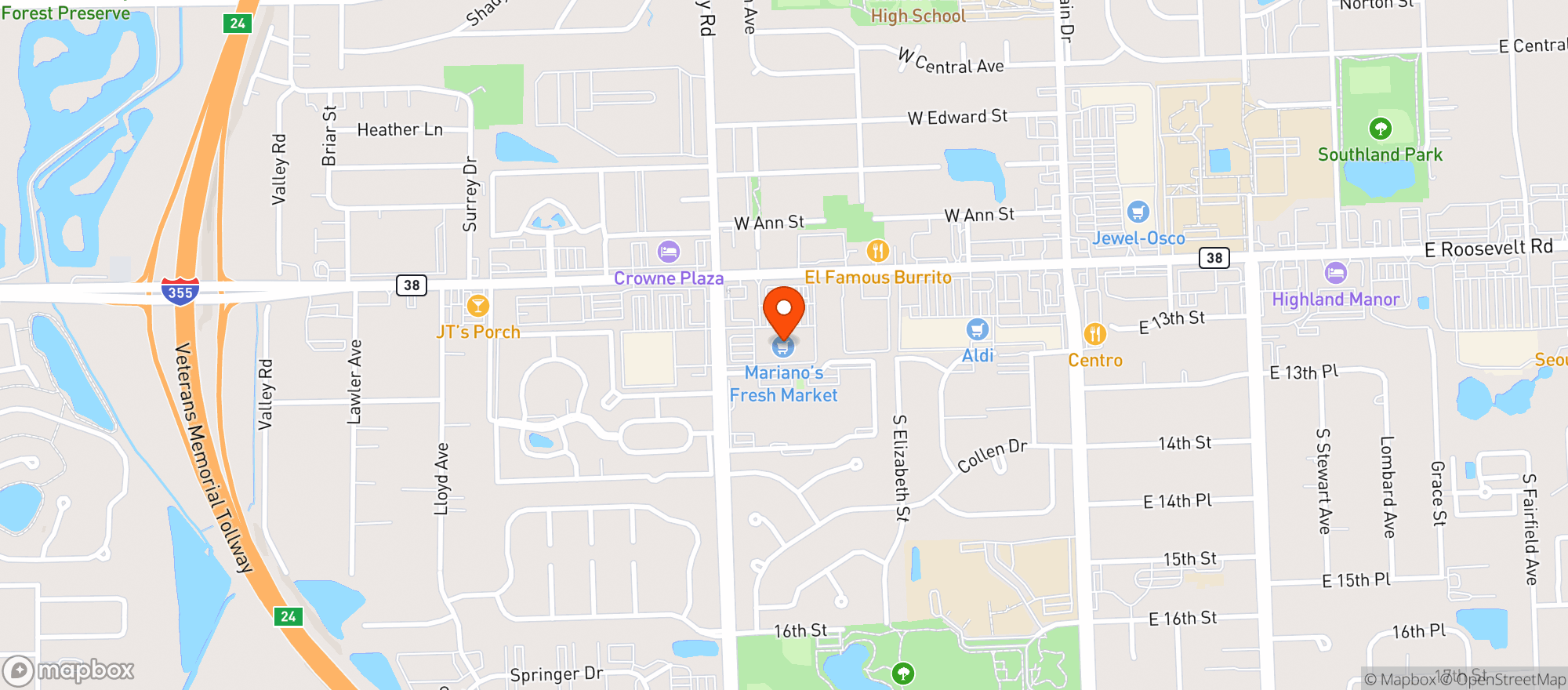 Map showing Roundys Chicago (531) - 00543 - Marianos - Lombard