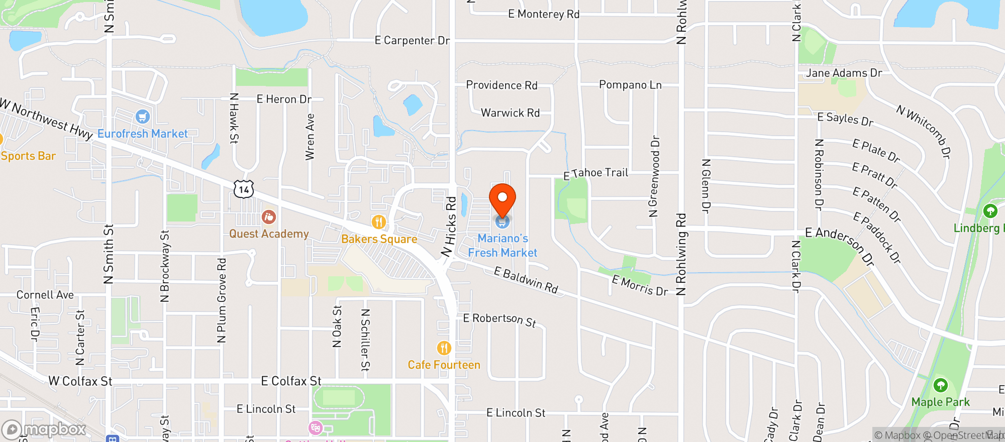 Map showing Roundys Chicago (531) - 00505 - Marianos - Palatine
