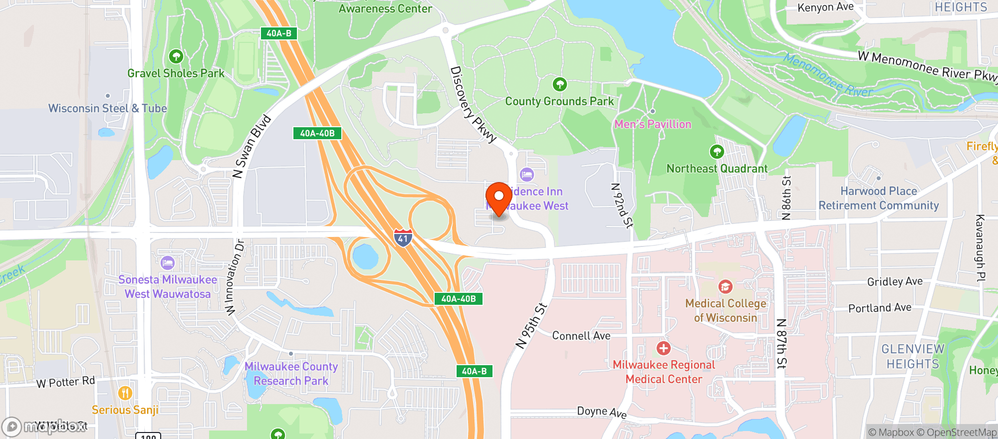 Map showing Milwaukee County Parks Dept