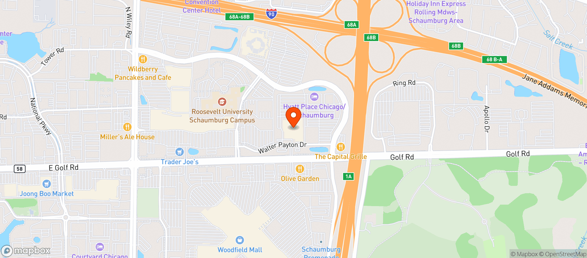 Map showing Hyatt Regency Schaumburg