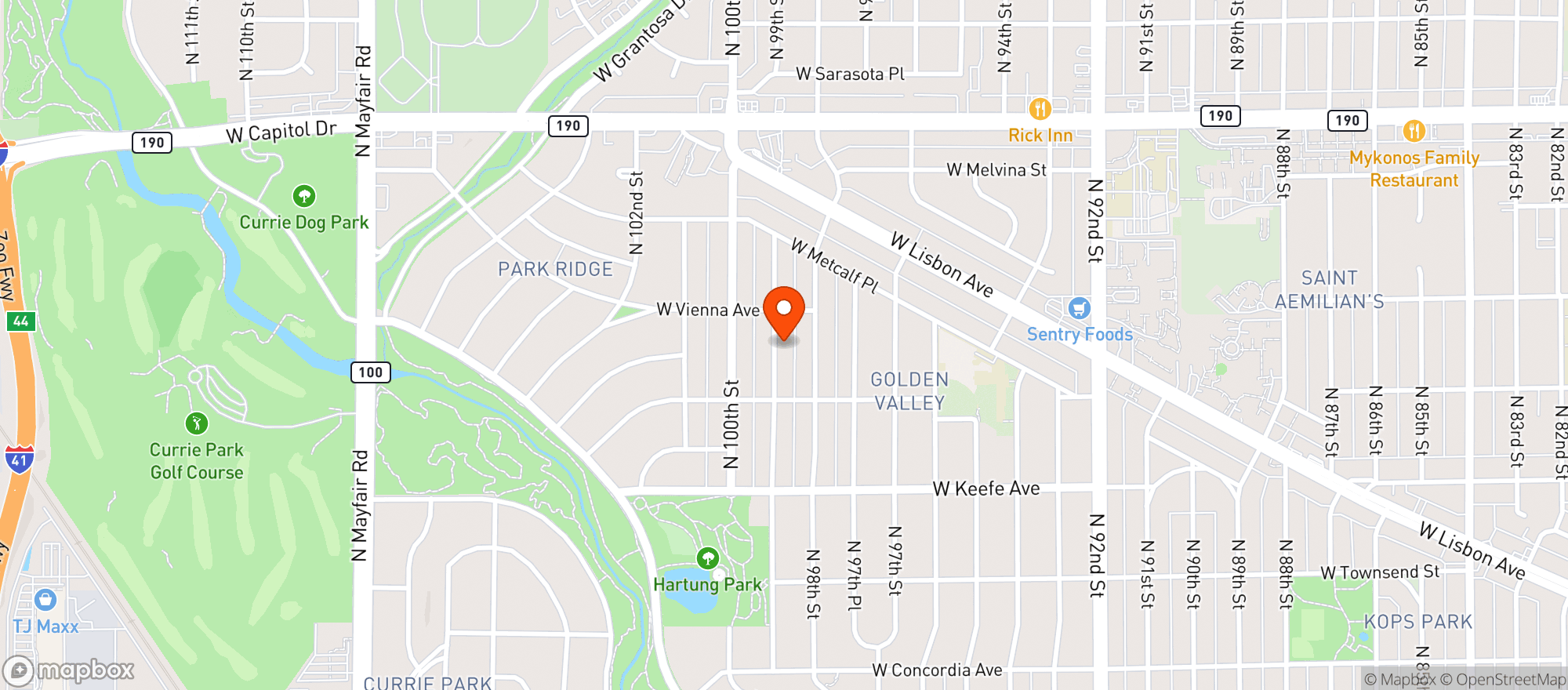 Map showing Otto`s Bev Center Milwaukee